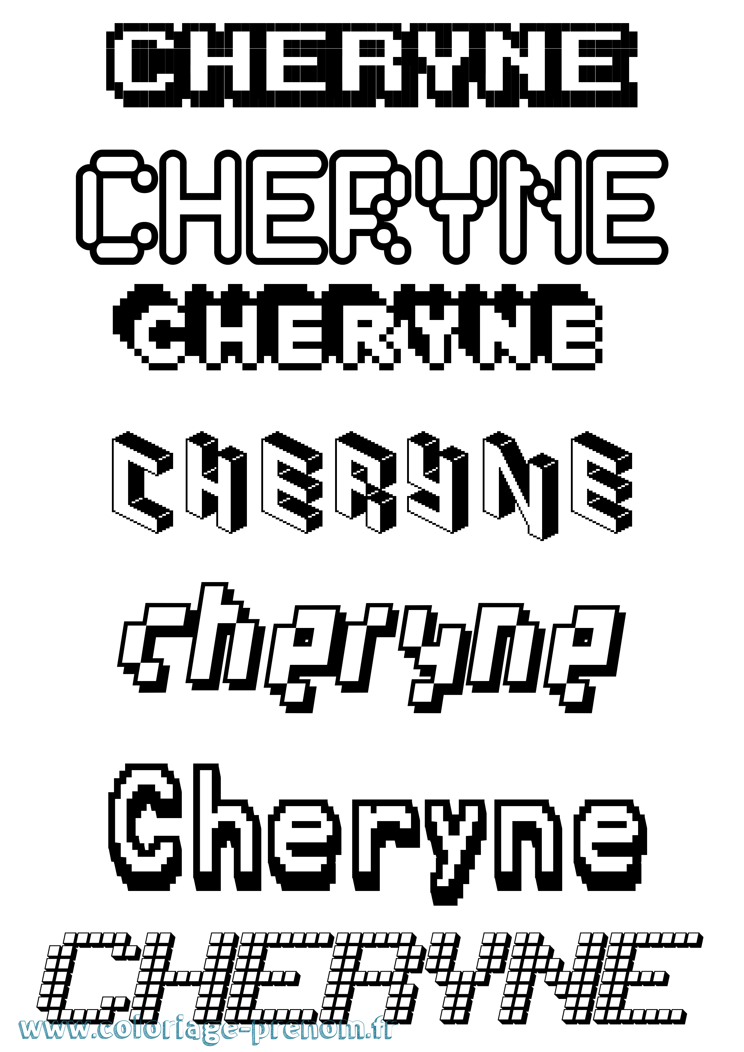 Coloriage Cheryne Pixel Coloriage prénom Cheryne Pixel