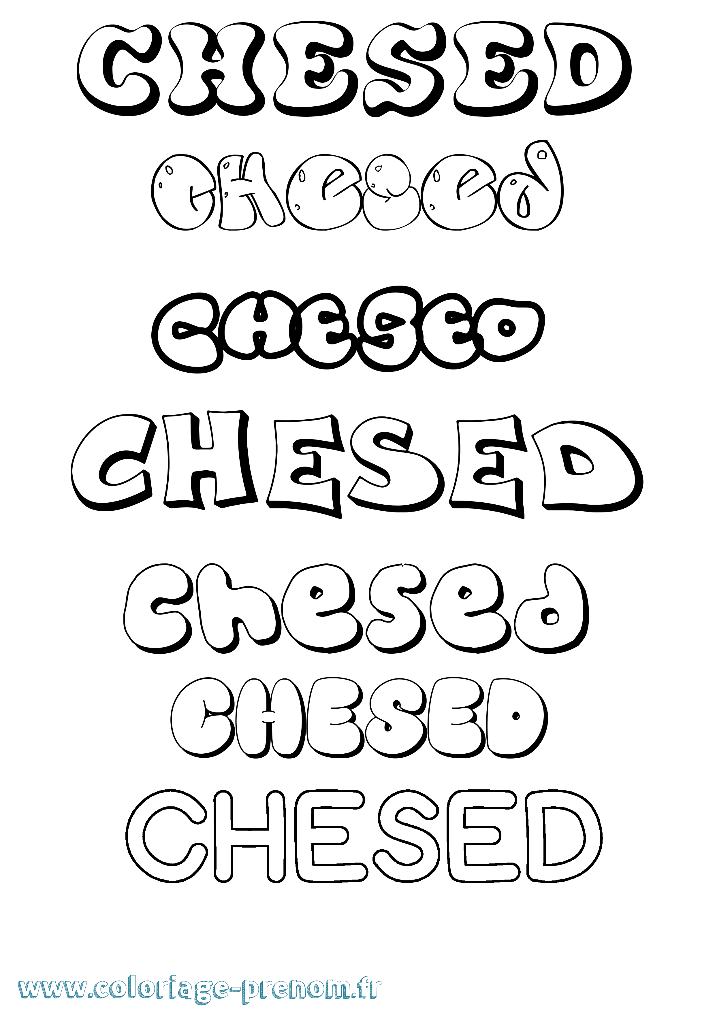 Coloriage Chesed Bubble Coloriage prénom Chesed Bubble