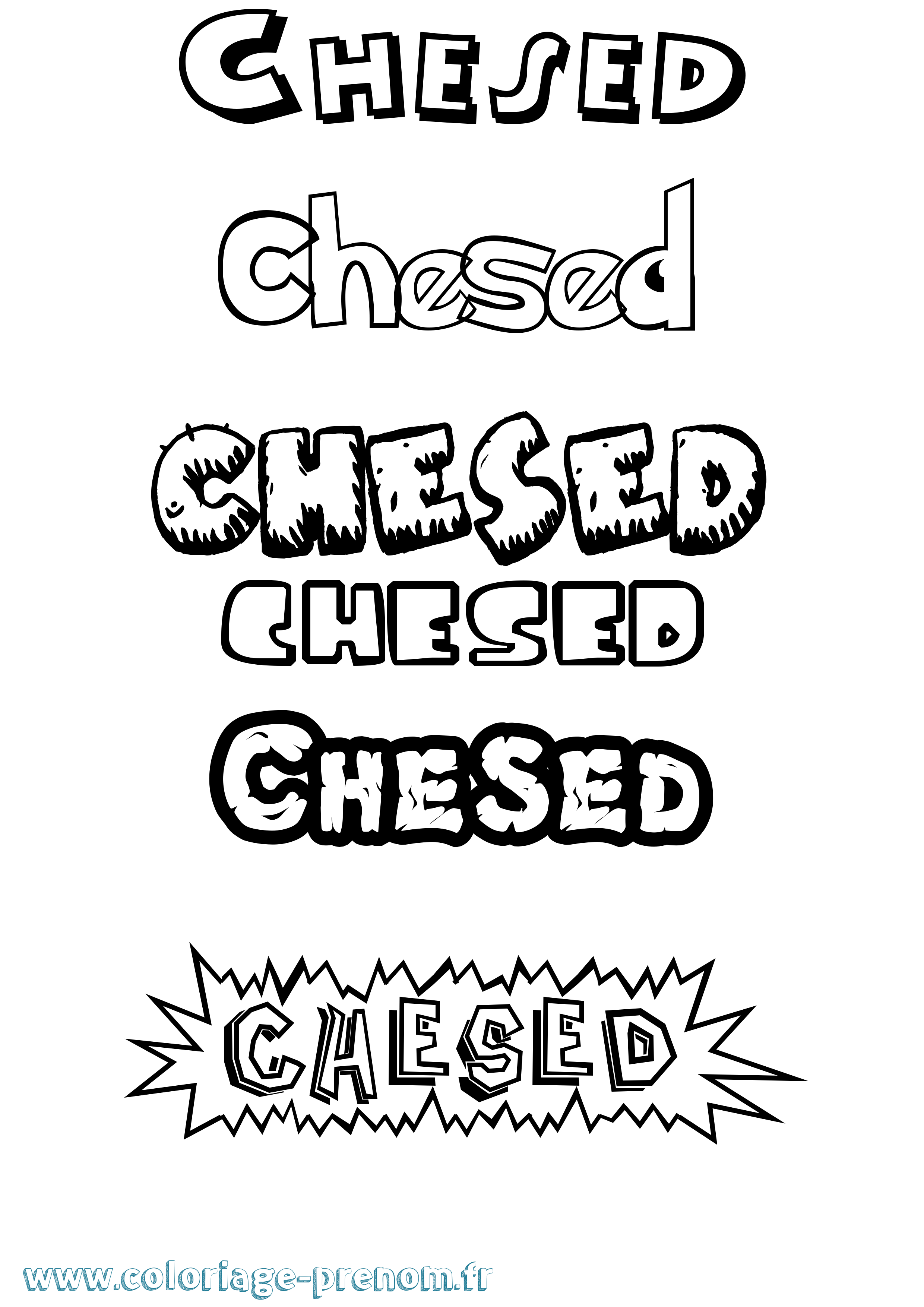 Coloriage Chesed Dessin Animé Coloriage prénom Chesed Dessin Animé