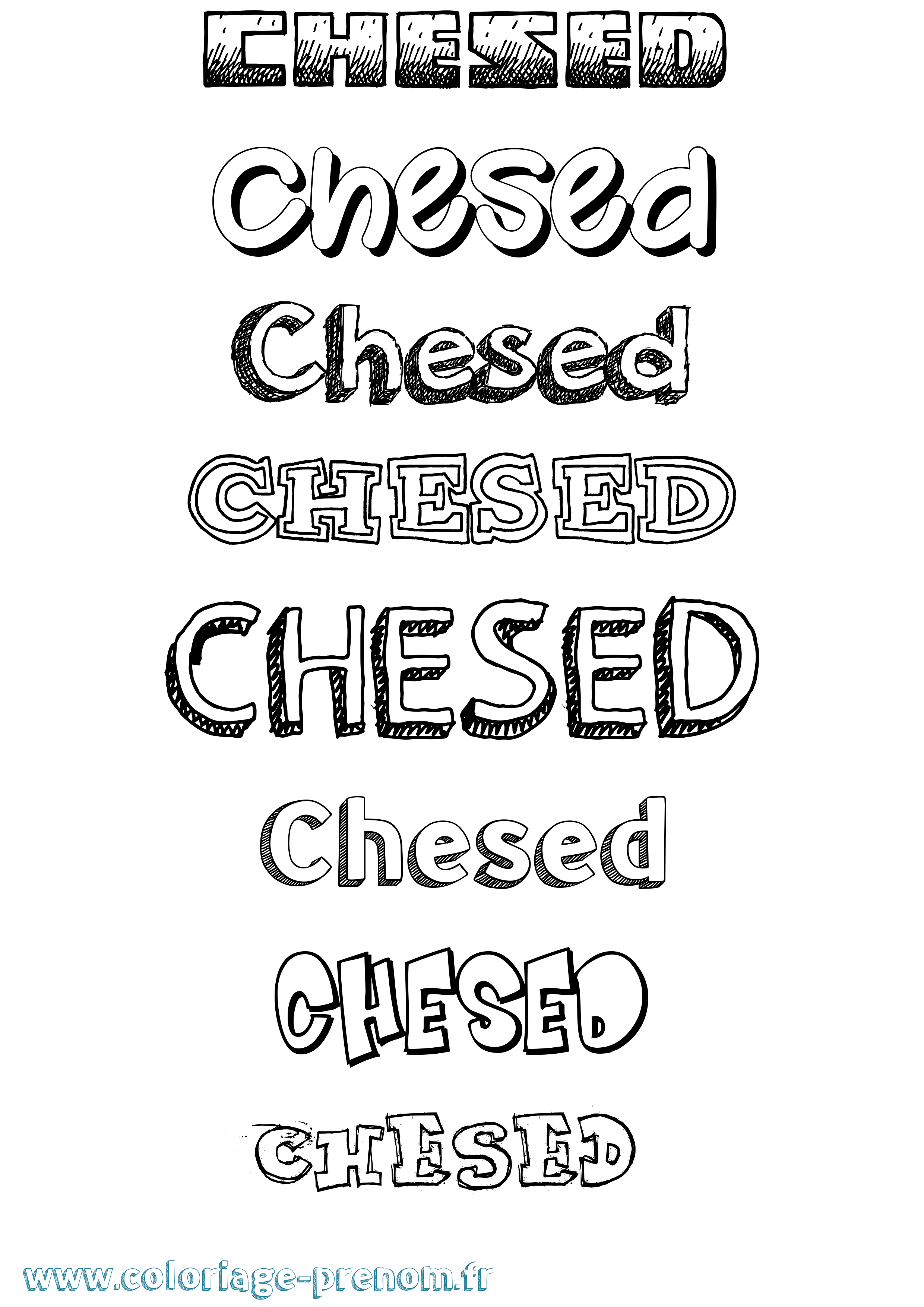Coloriage Chesed Dessiné Coloriage prénom Chesed Dessiné