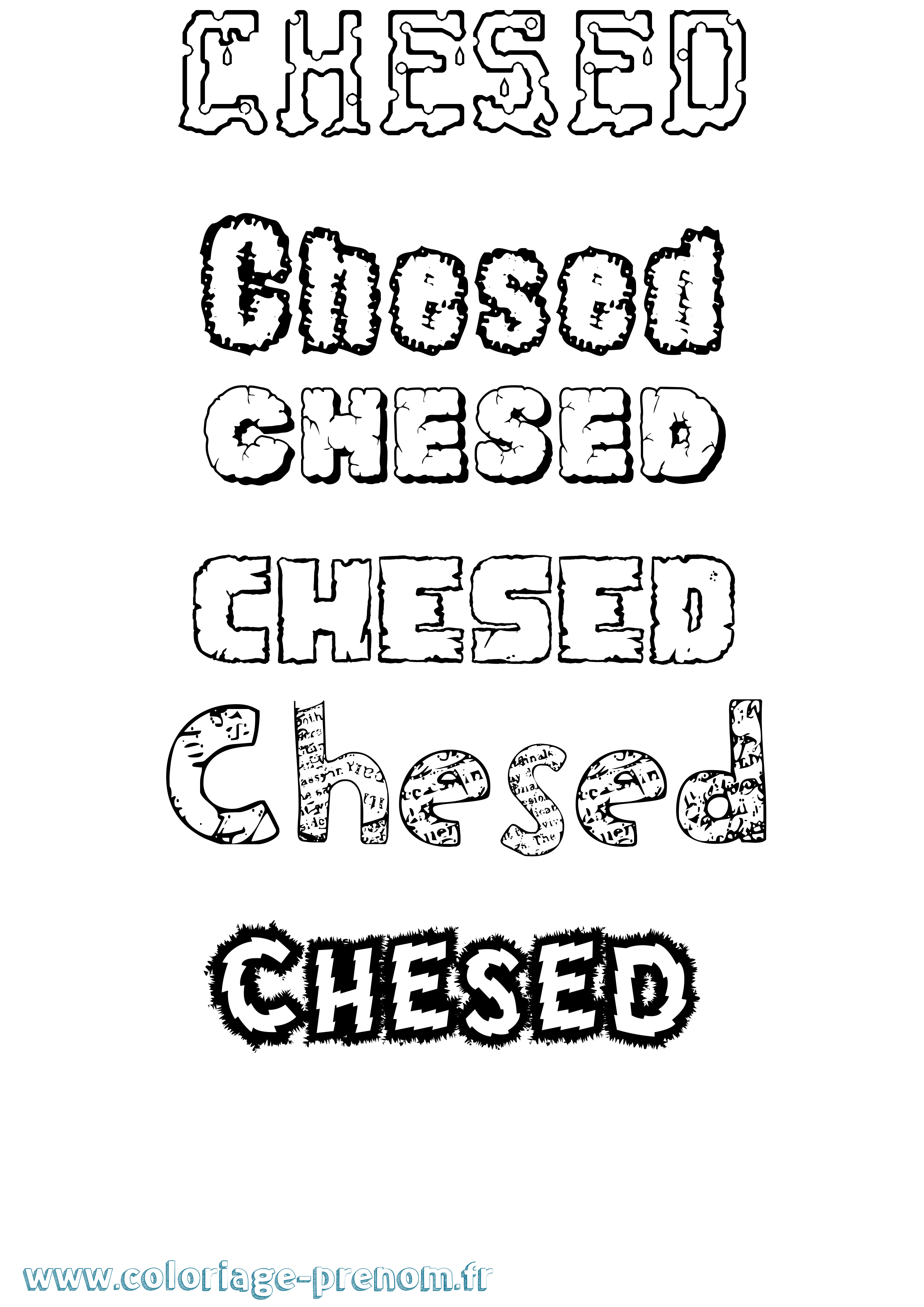 Coloriage Chesed Destructuré Coloriage prénom Chesed Destructuré