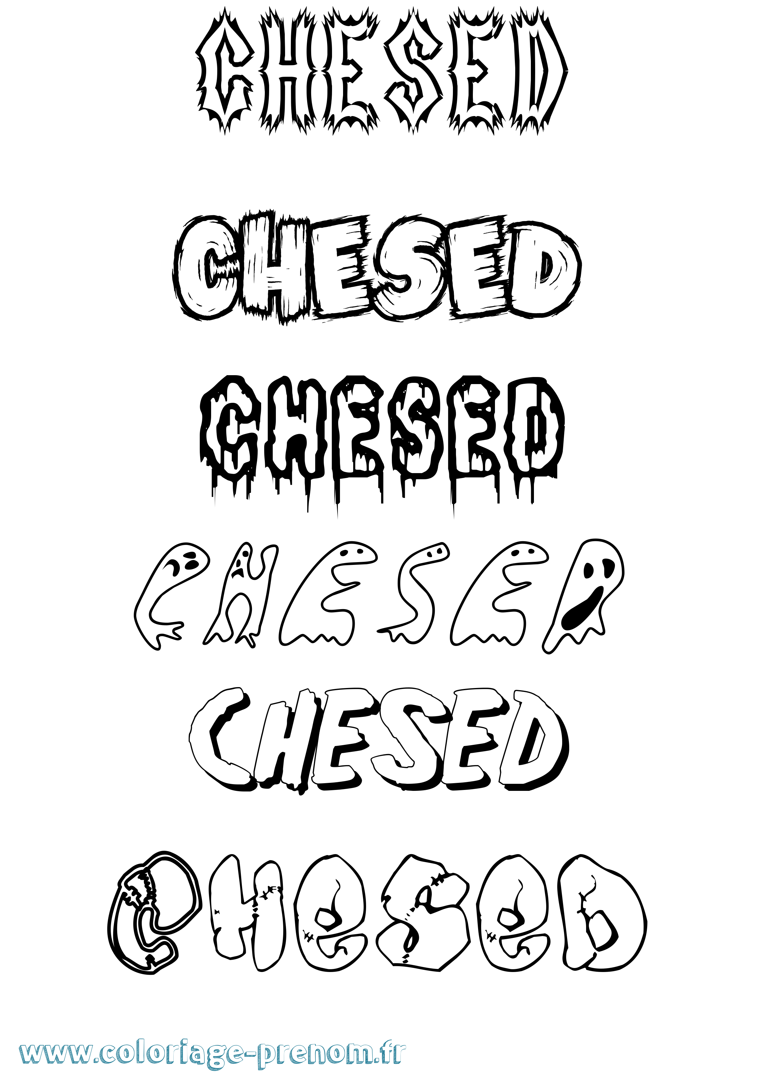 Coloriage Chesed Frisson Coloriage prénom Chesed Frisson