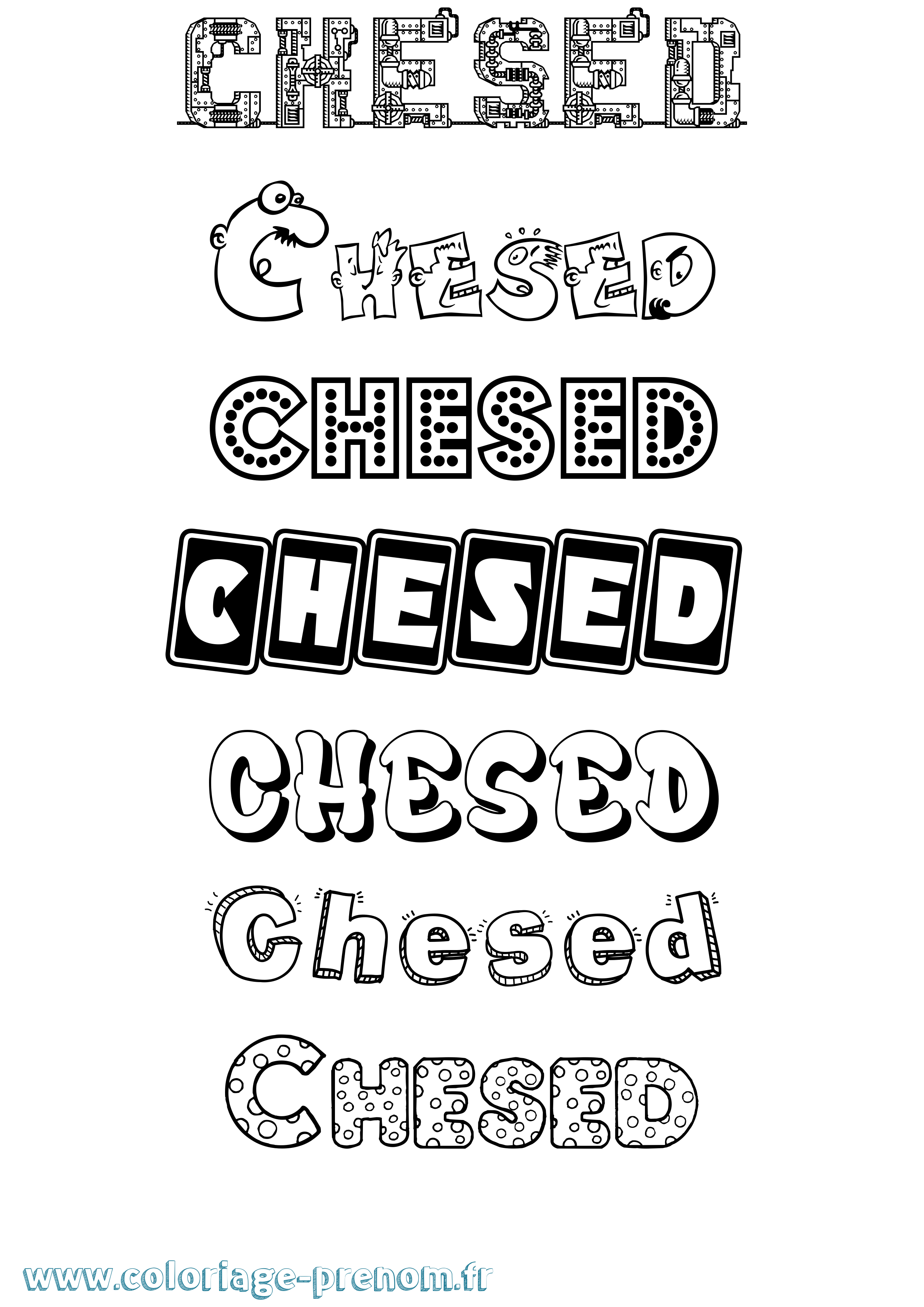 Coloriage Chesed Fun Coloriage prénom Chesed Fun