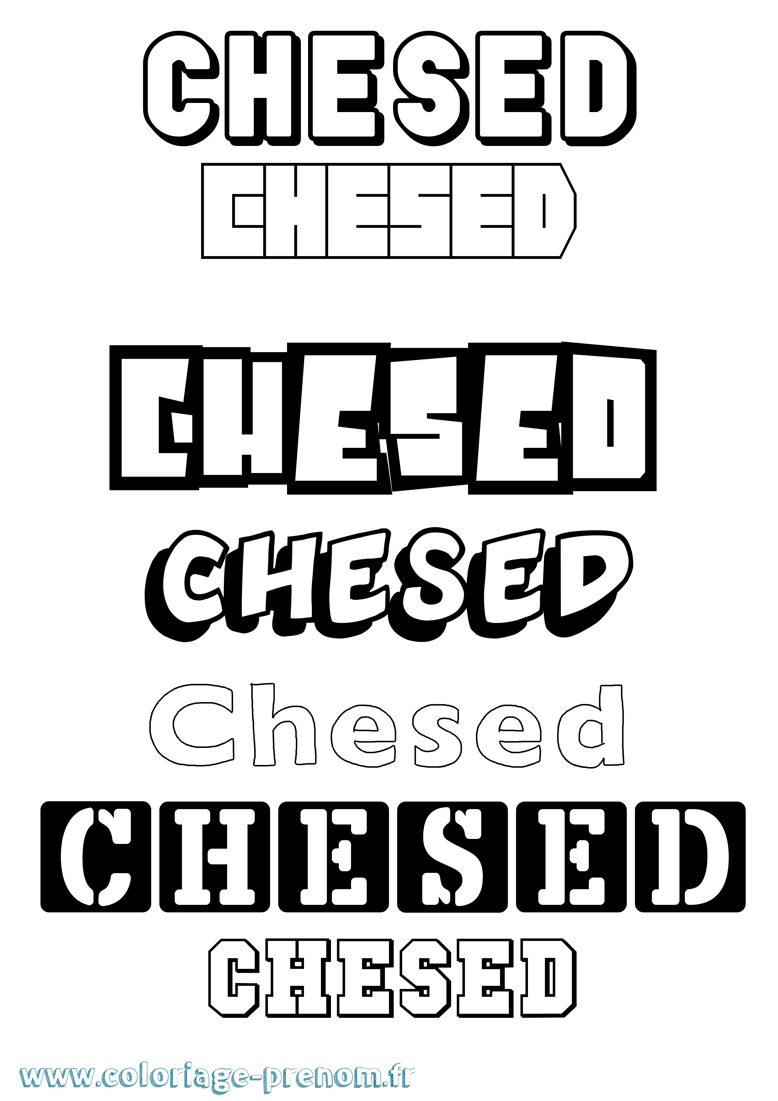 Coloriage Chesed Simple Coloriage prénom Chesed Simple