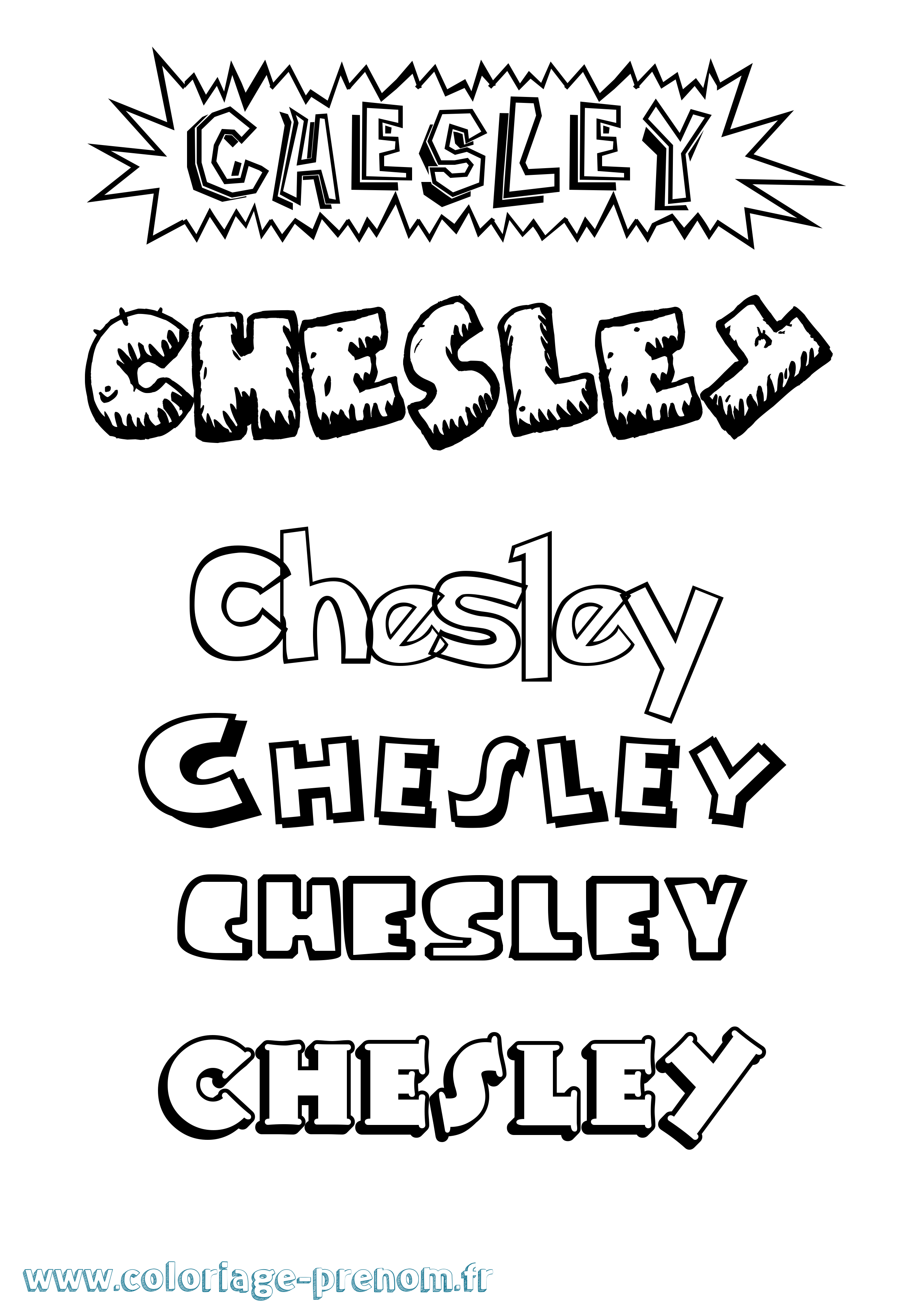 Coloriage Chesley Dessin Animé Coloriage prénom Chesley Dessin Animé