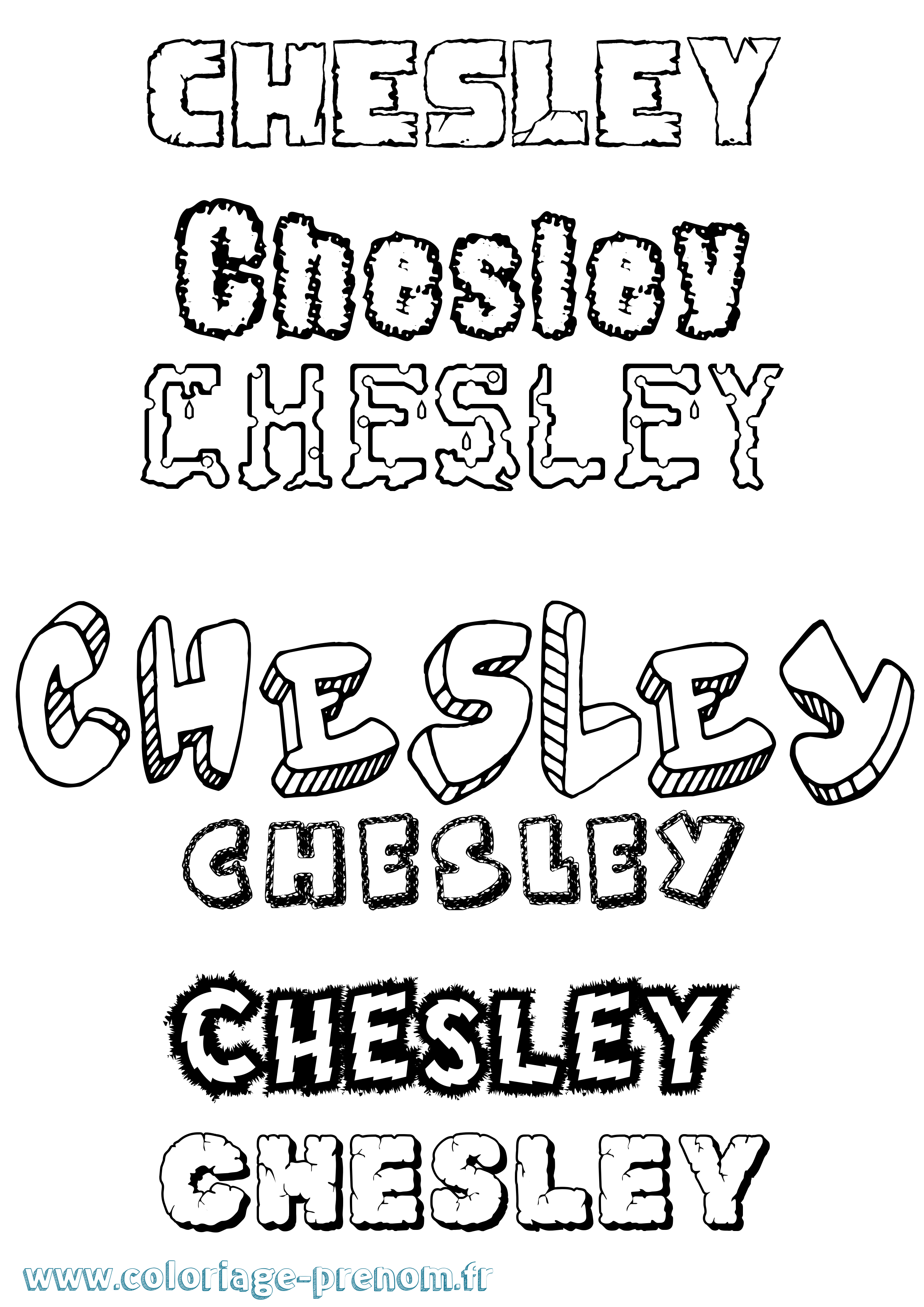 Coloriage Chesley Destructuré Coloriage prénom Chesley Destructuré