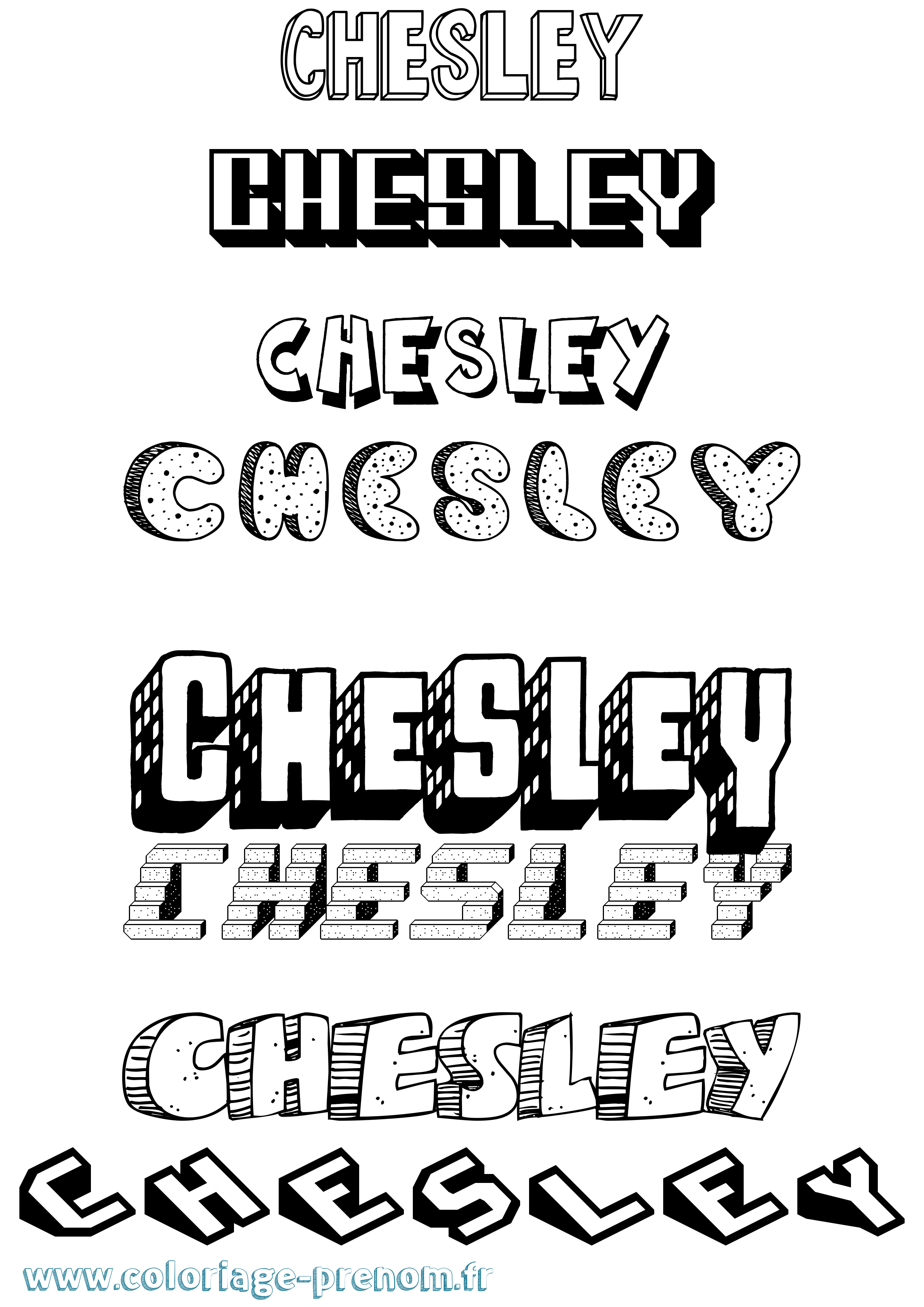 Coloriage Chesley Effet 3D Coloriage prénom Chesley Effet 3D
