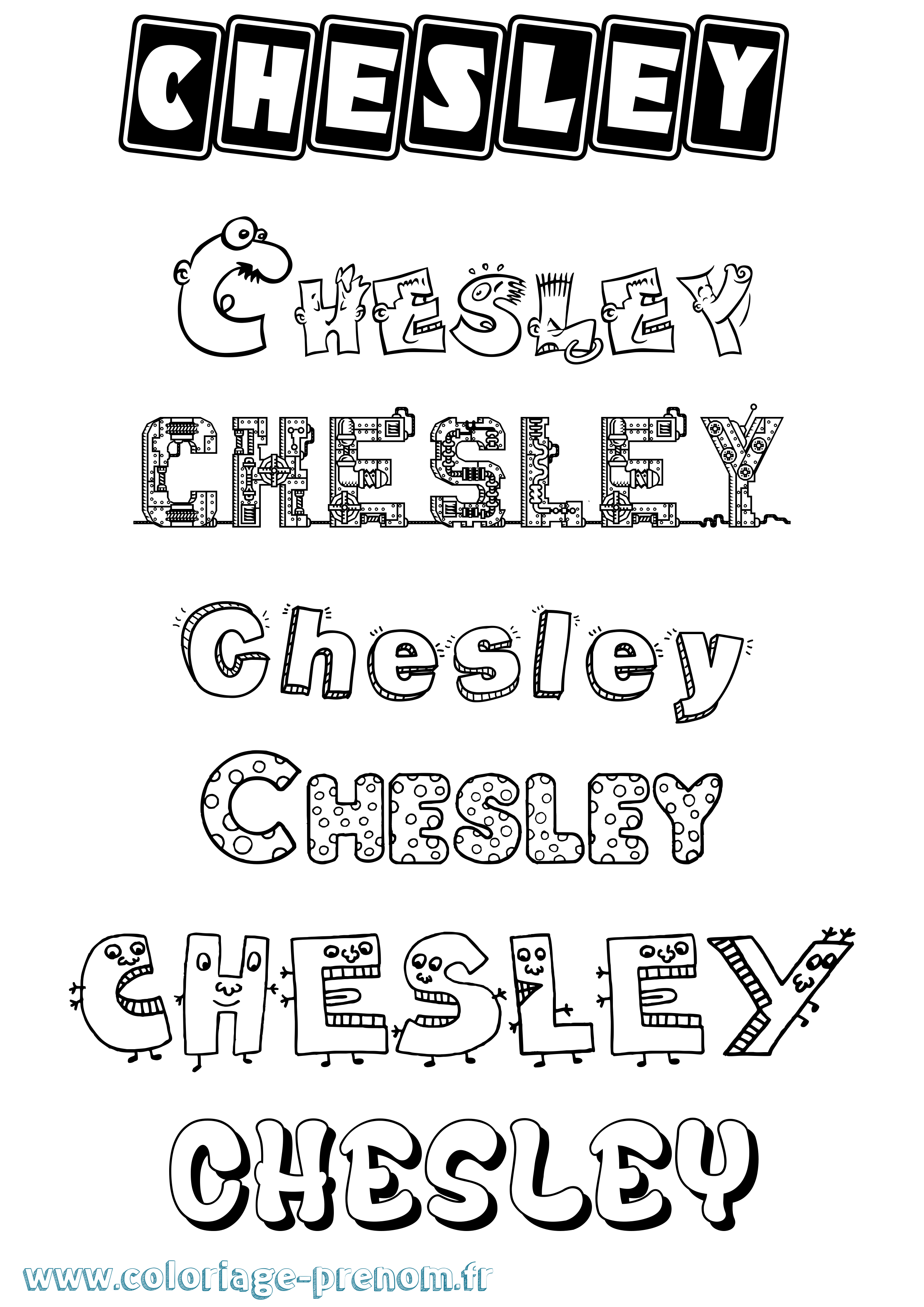 Coloriage Chesley Fun Coloriage prénom Chesley Fun