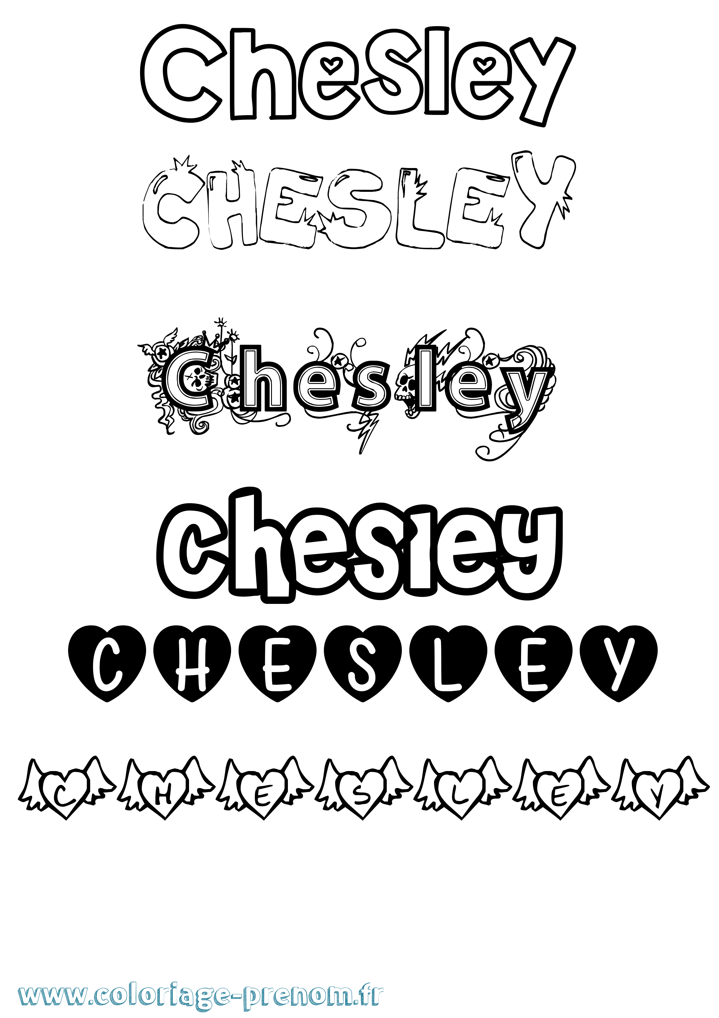 Coloriage Chesley Girly Coloriage prénom Chesley Girly