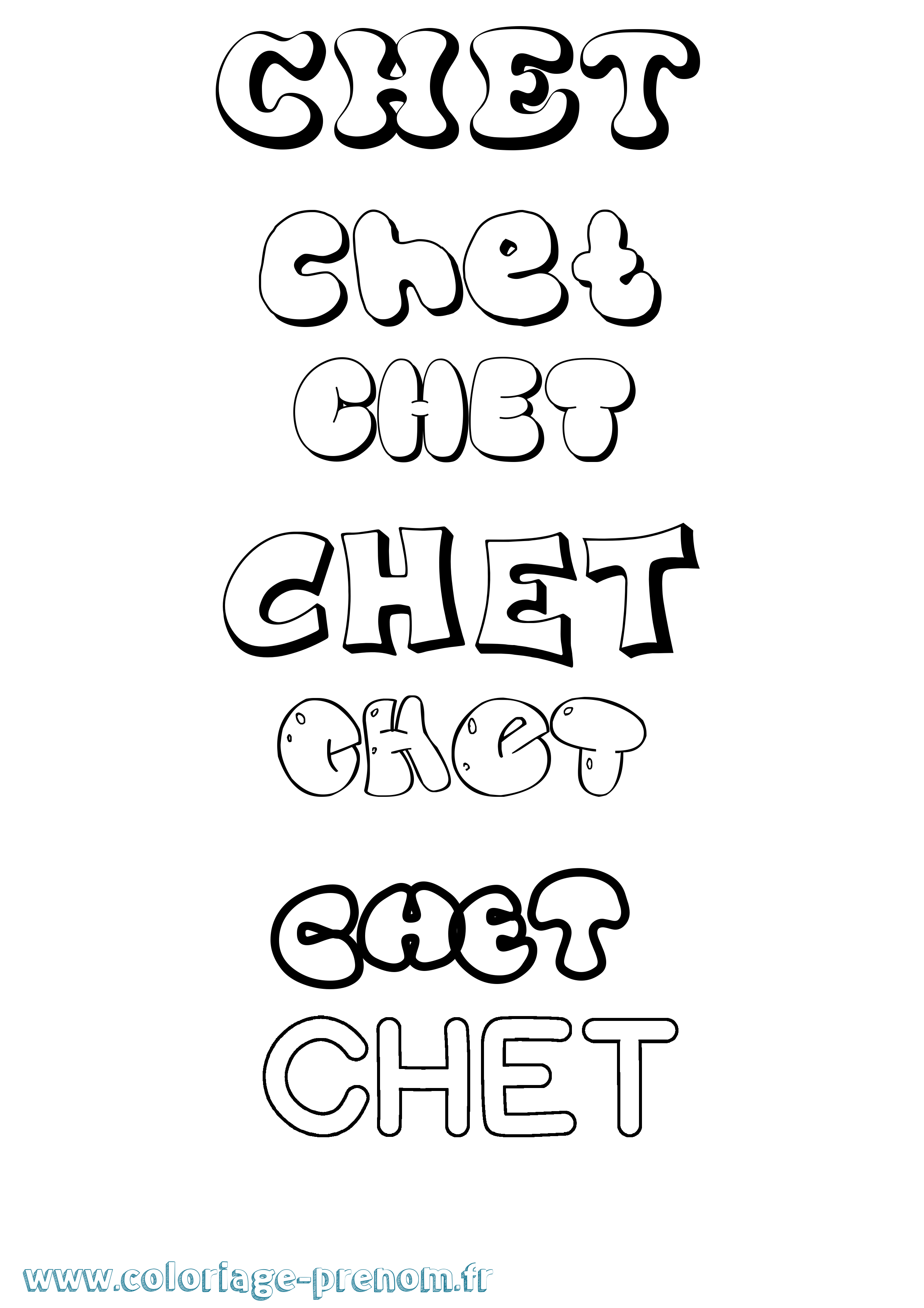 Coloriage Chet Bubble Coloriage prénom Chet Bubble