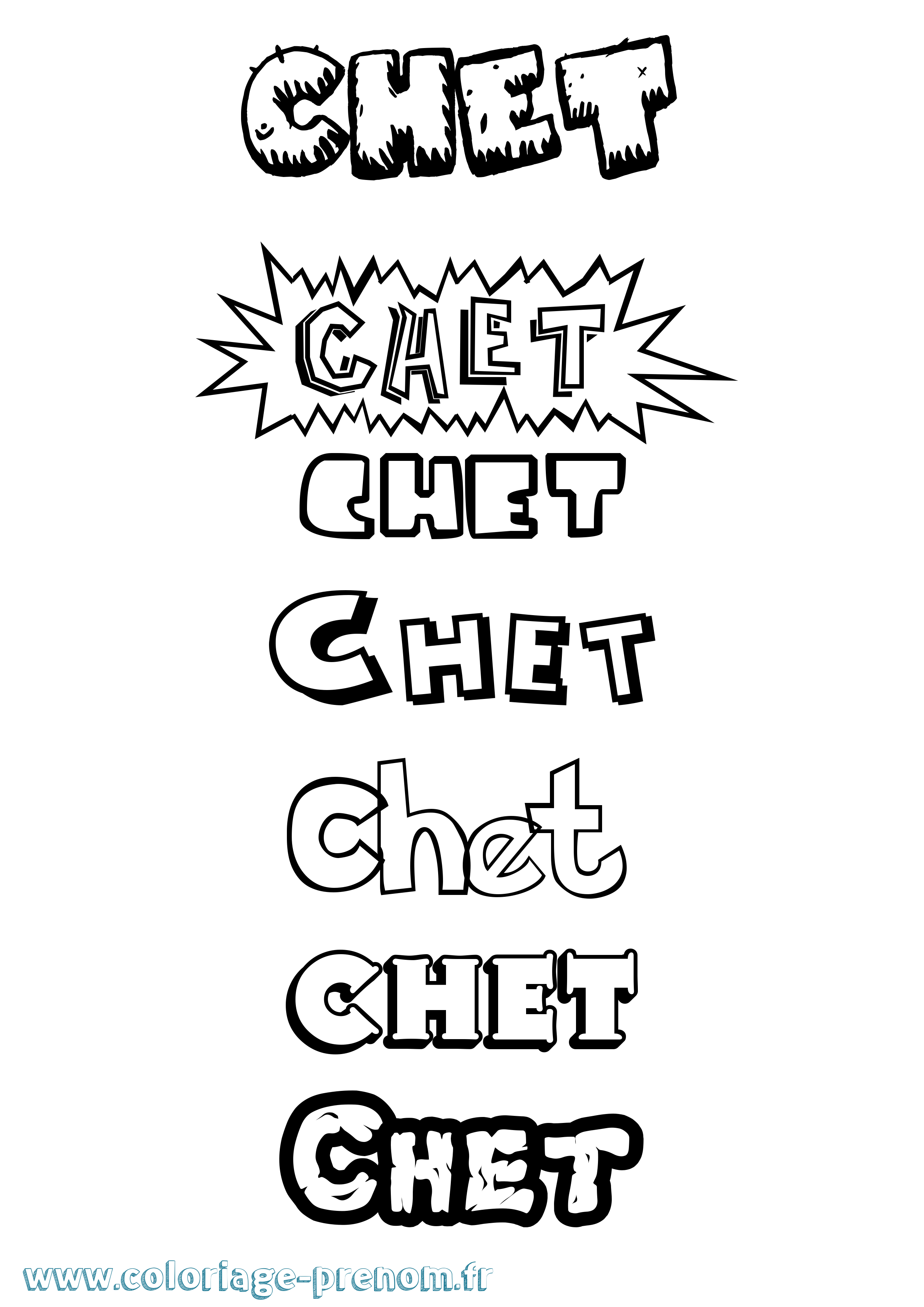 Coloriage Chet Dessin Animé Coloriage prénom Chet Dessin Animé