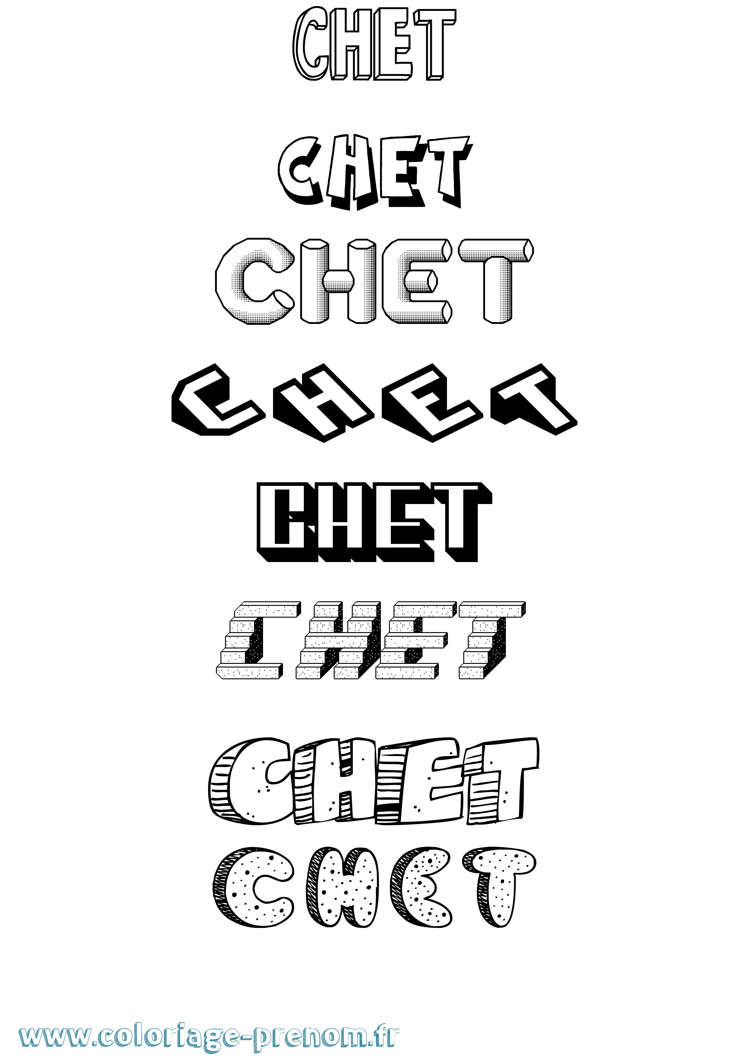 Coloriage Chet Effet 3D Coloriage prénom Chet Effet 3D