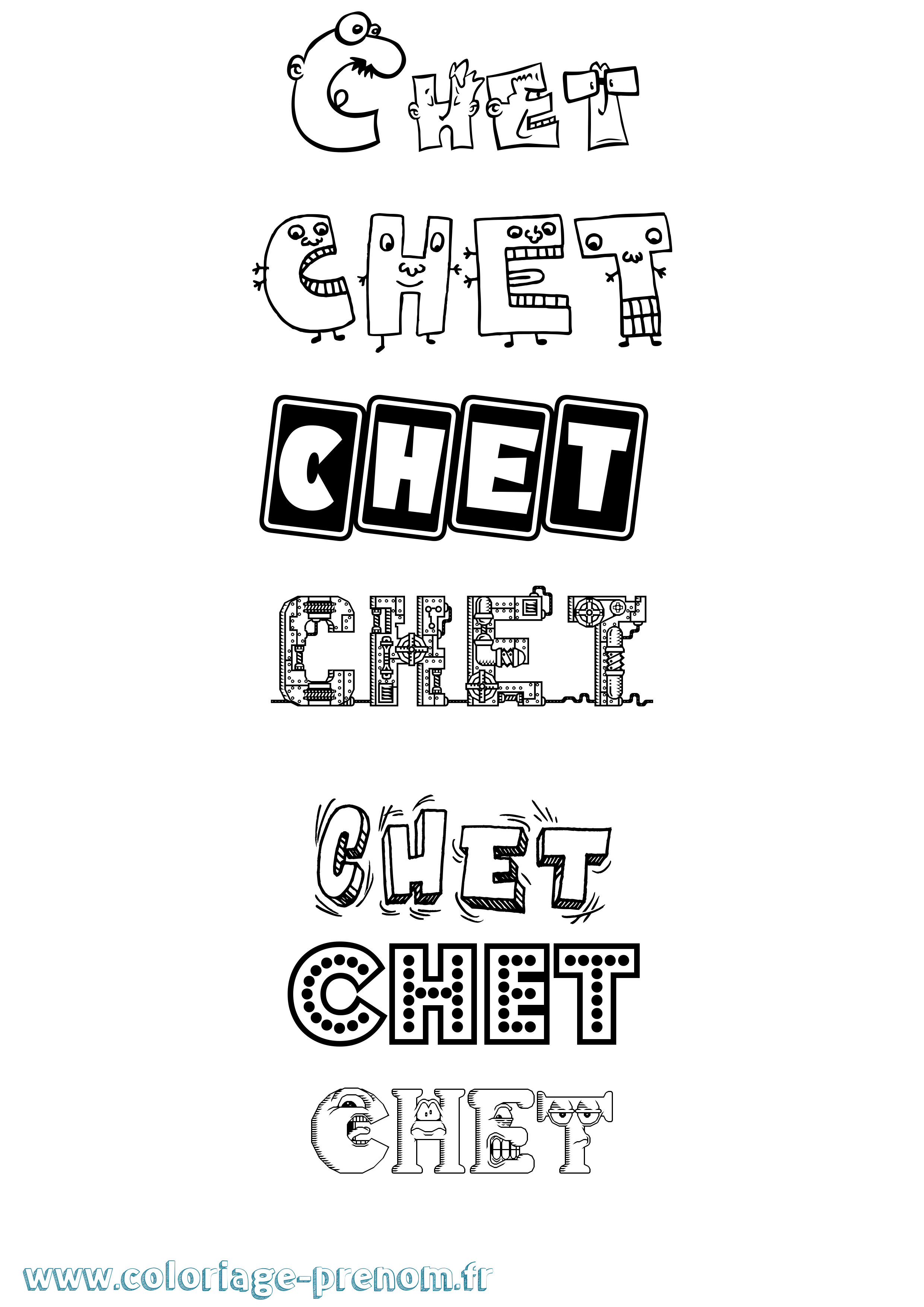 Coloriage Chet Fun Coloriage prénom Chet Fun