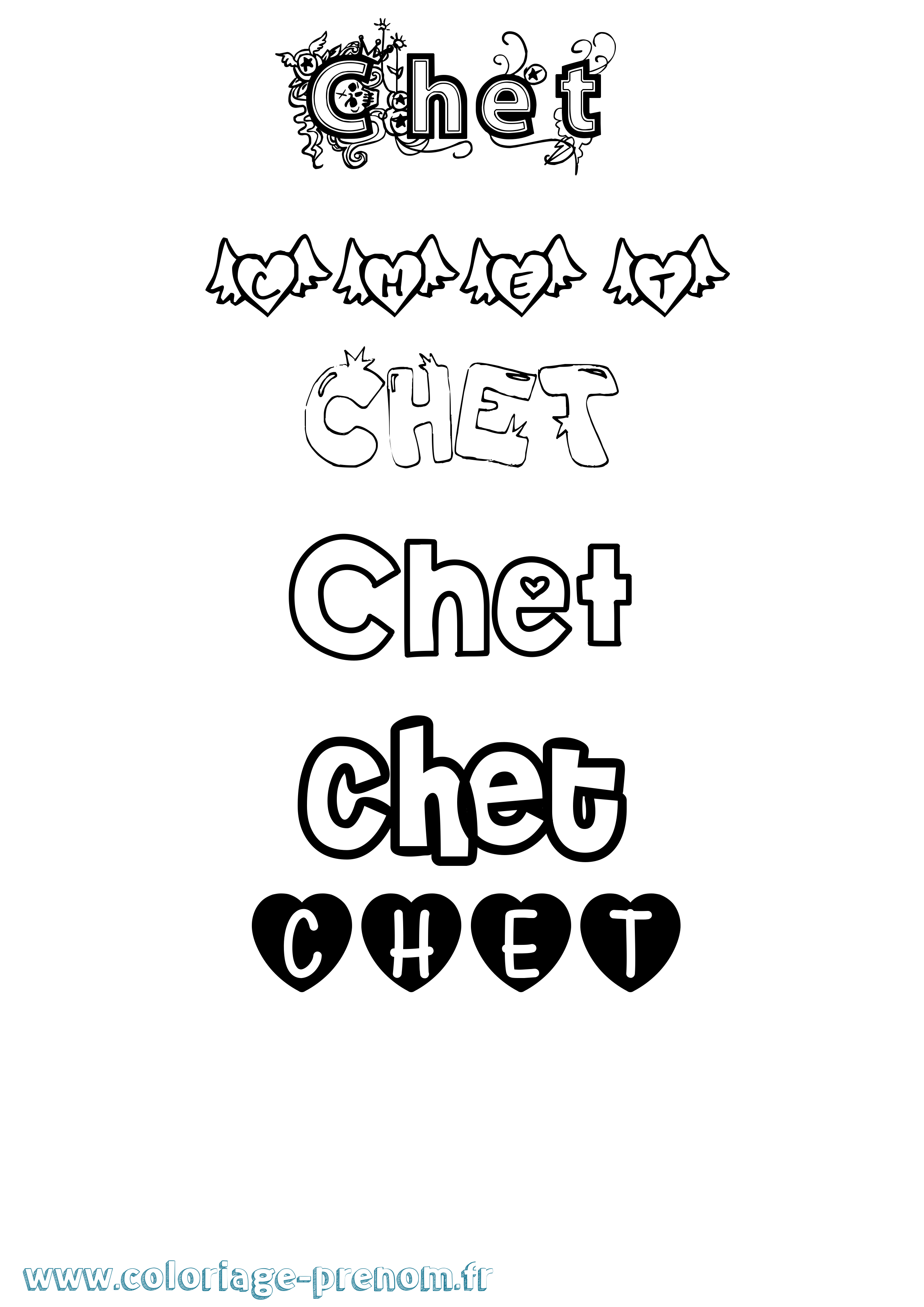 Coloriage Chet Girly Coloriage prénom Chet Girly