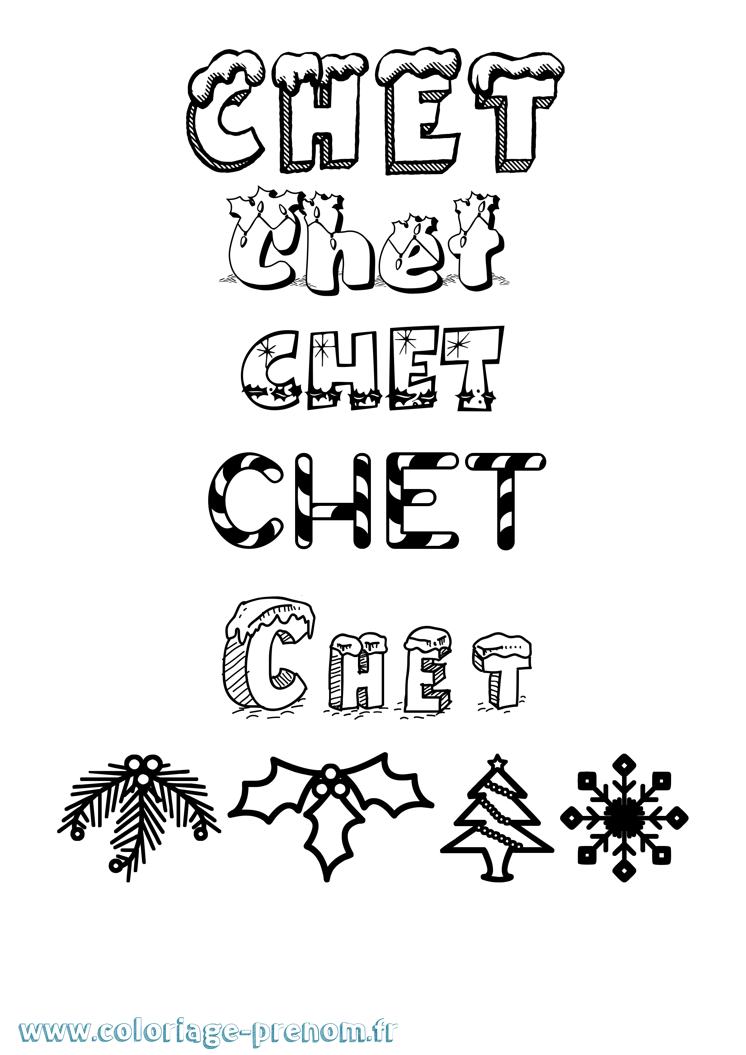 Coloriage Chet Noël Coloriage prénom Chet Noël