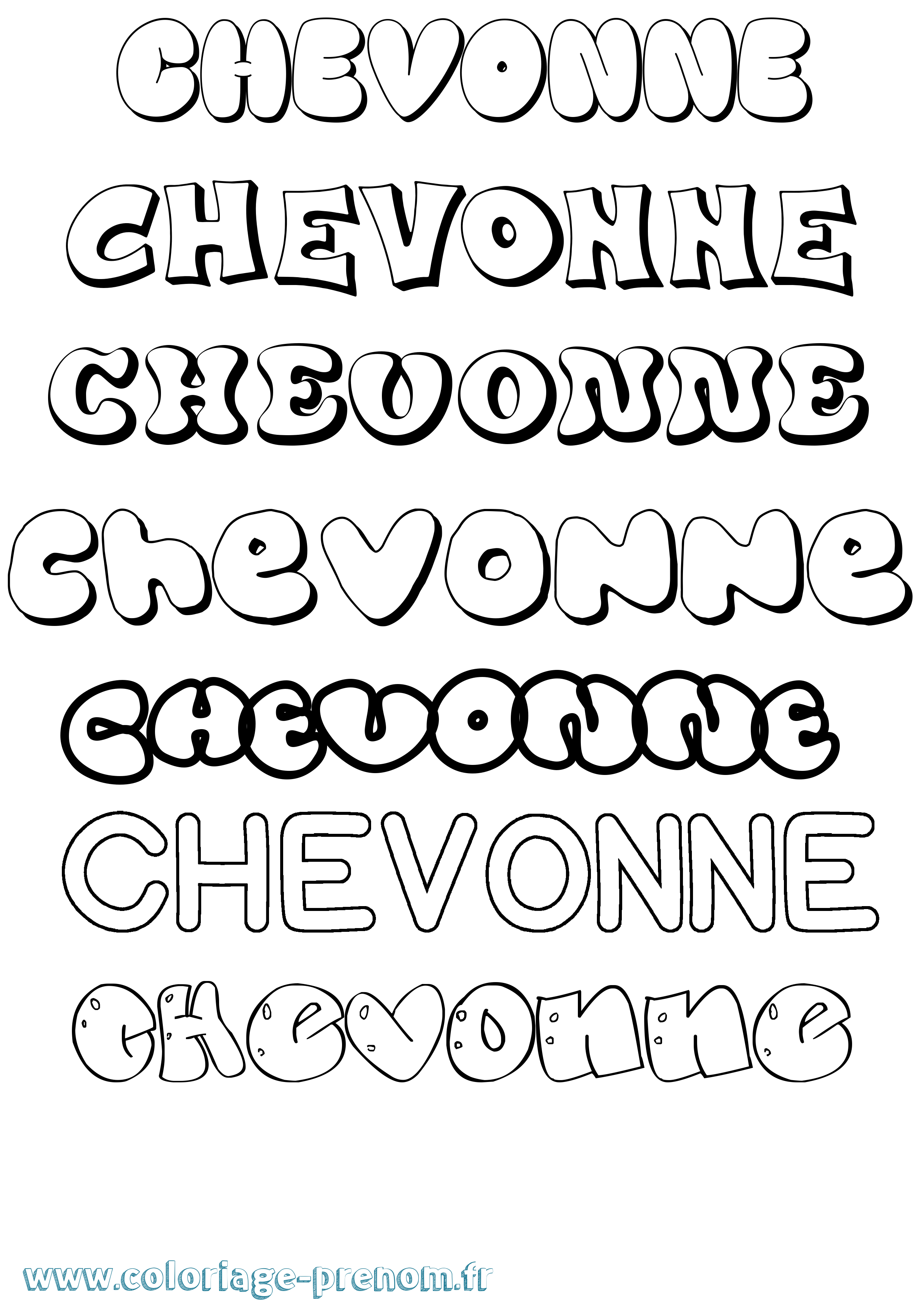 Coloriage Chevonne Bubble Coloriage prénom Chevonne Bubble