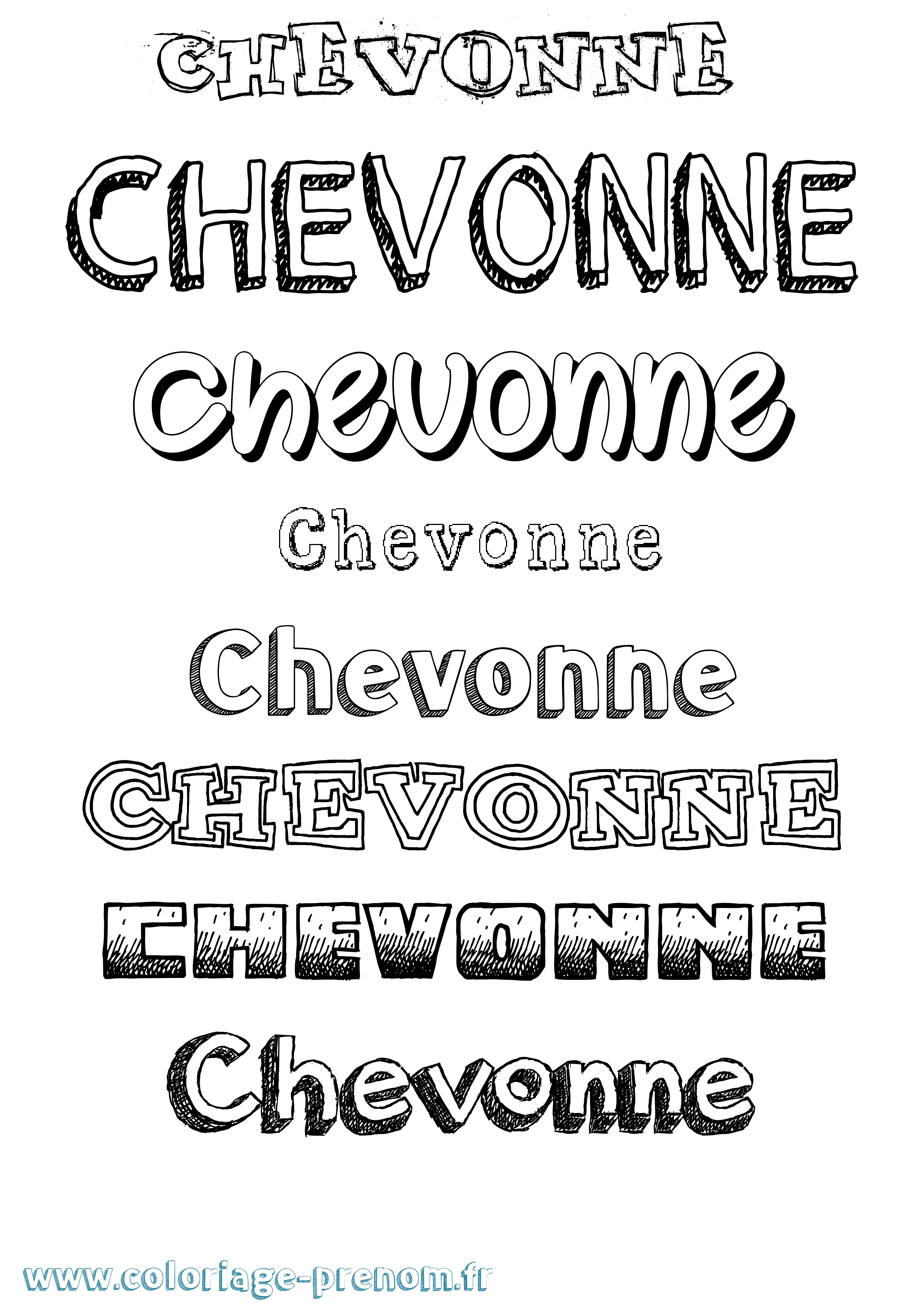 Coloriage Chevonne Dessiné Coloriage prénom Chevonne Dessiné