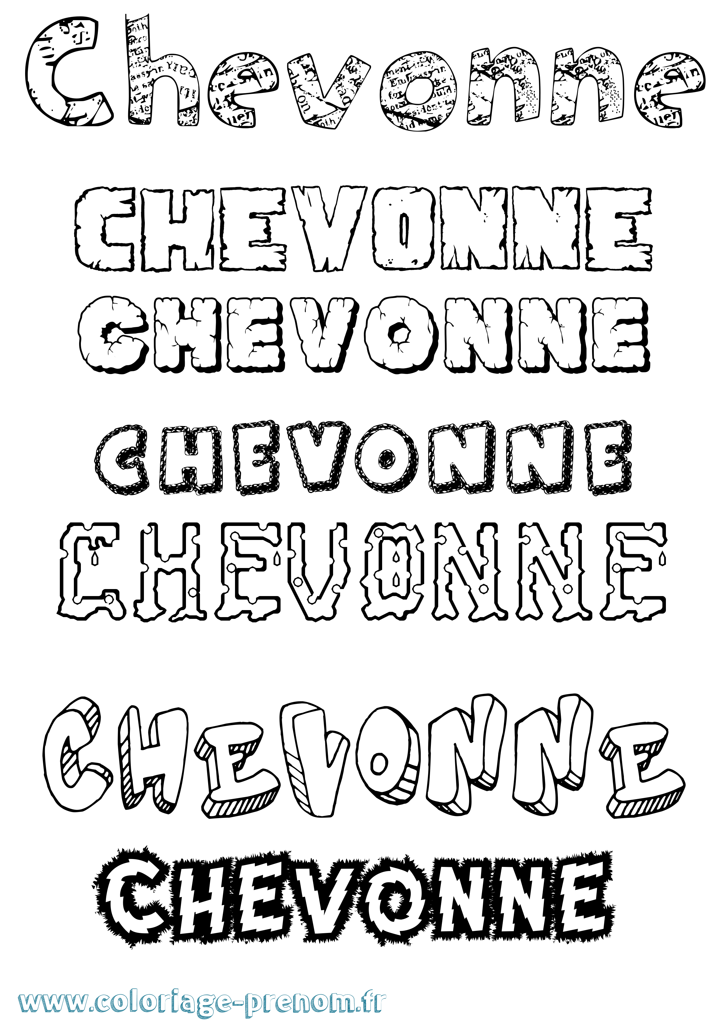 Coloriage Chevonne Destructuré Coloriage prénom Chevonne Destructuré