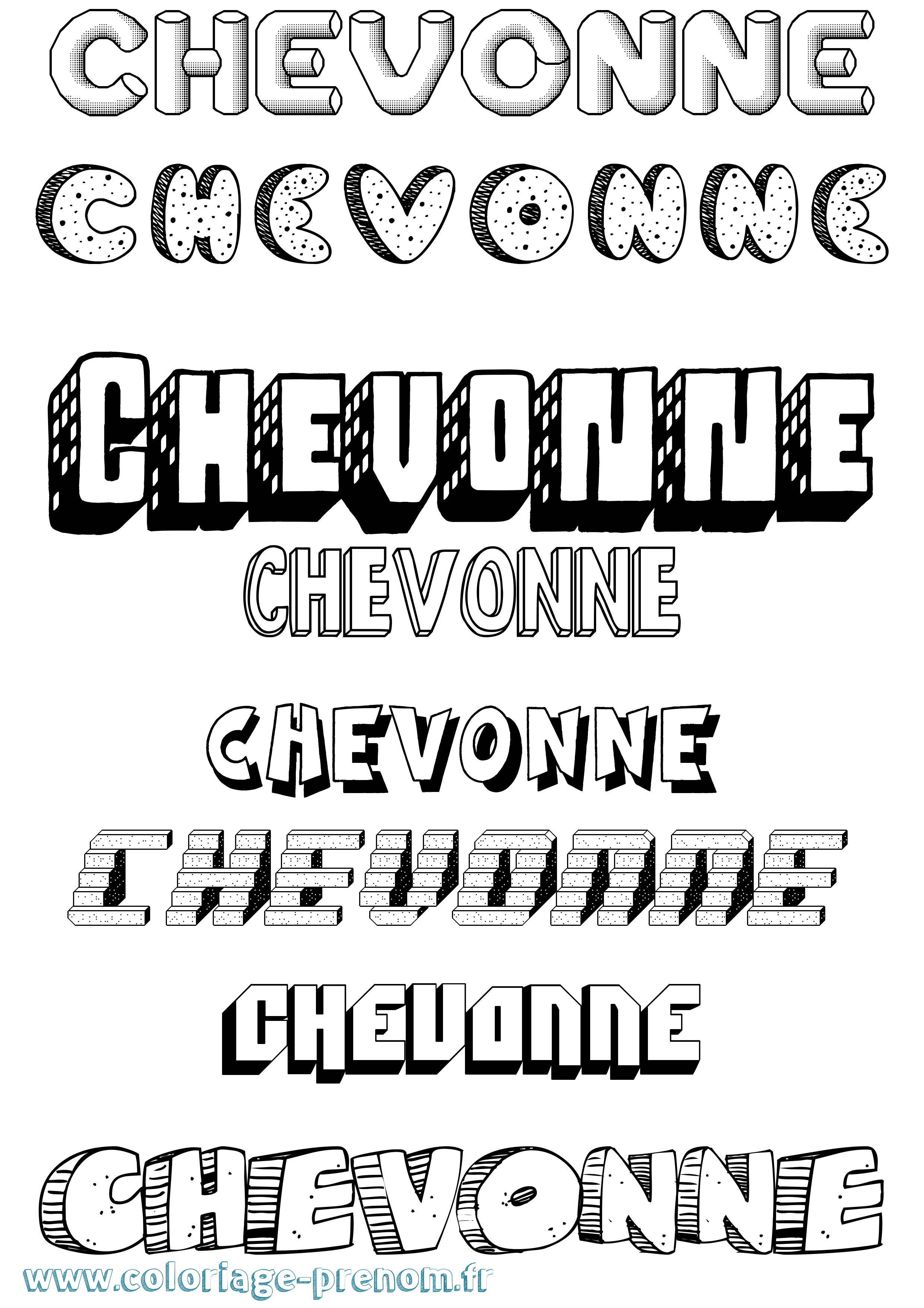 Coloriage Chevonne Effet 3D Coloriage prénom Chevonne Effet 3D
