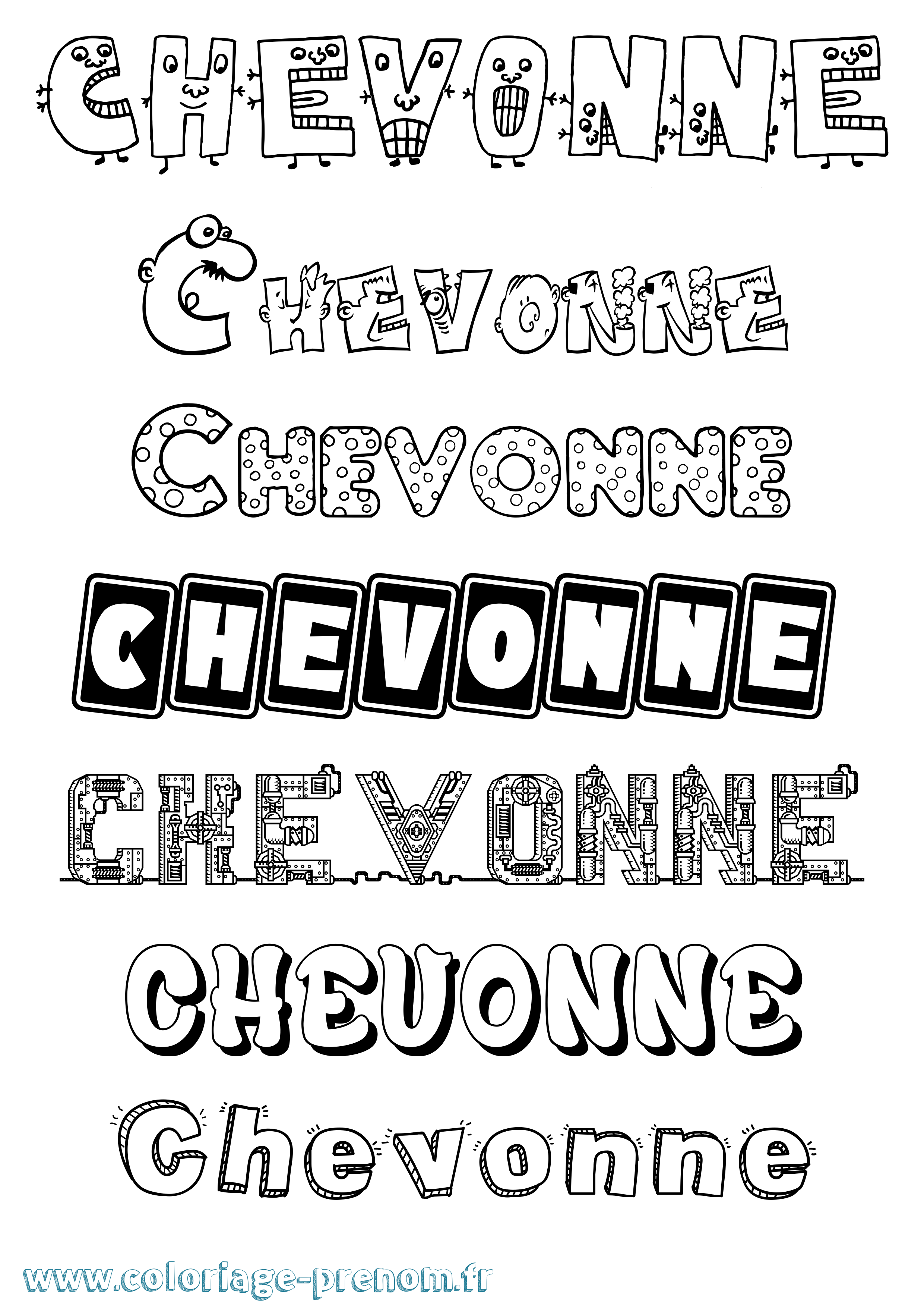 Coloriage Chevonne Fun Coloriage prénom Chevonne Fun