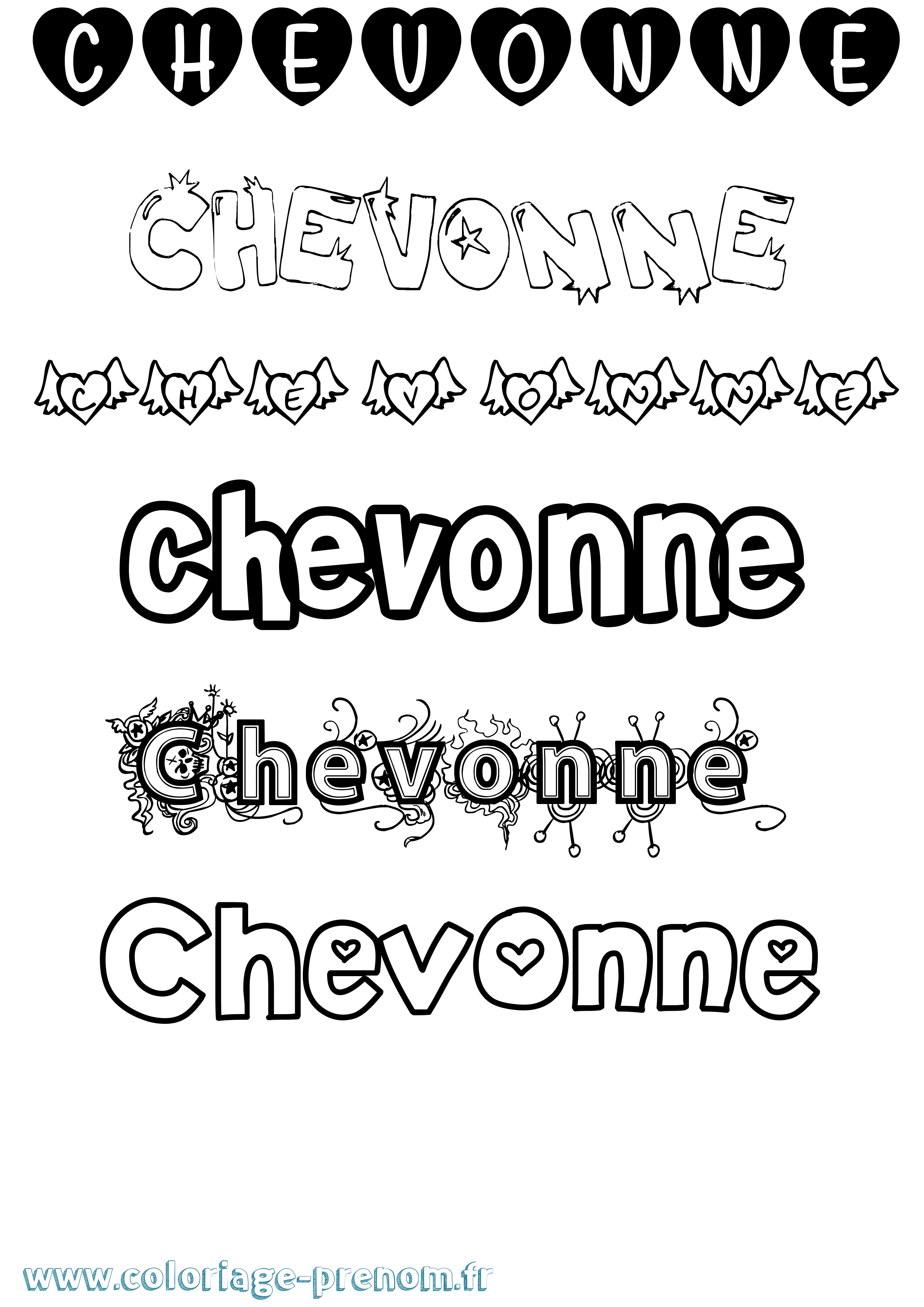 Coloriage Chevonne Girly Coloriage prénom Chevonne Girly