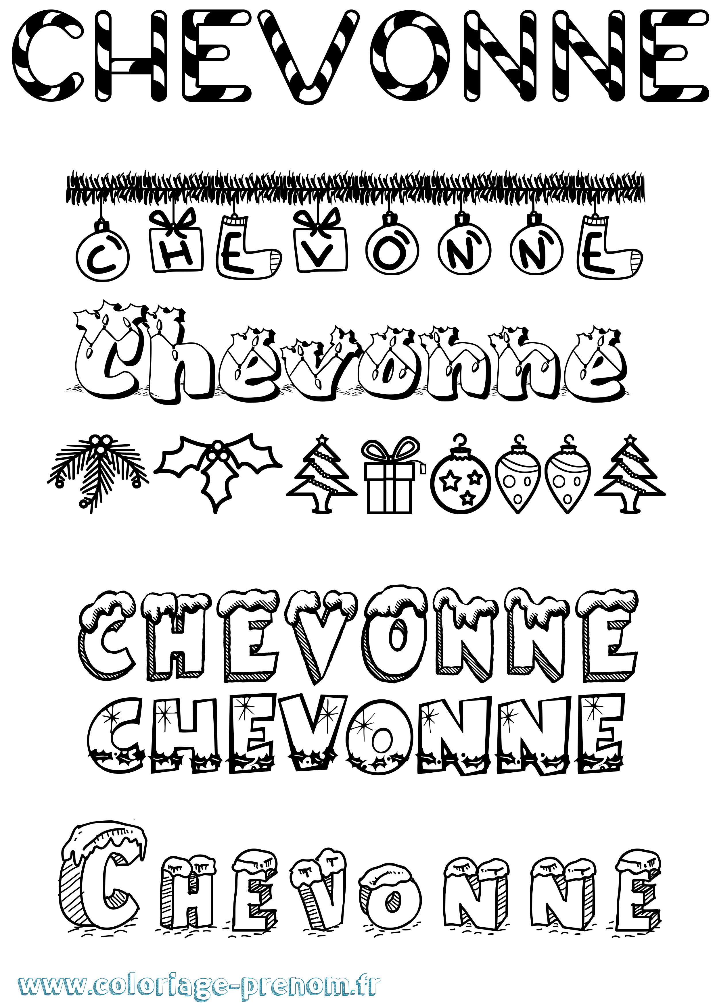 Coloriage Chevonne Noël Coloriage prénom Chevonne Noël