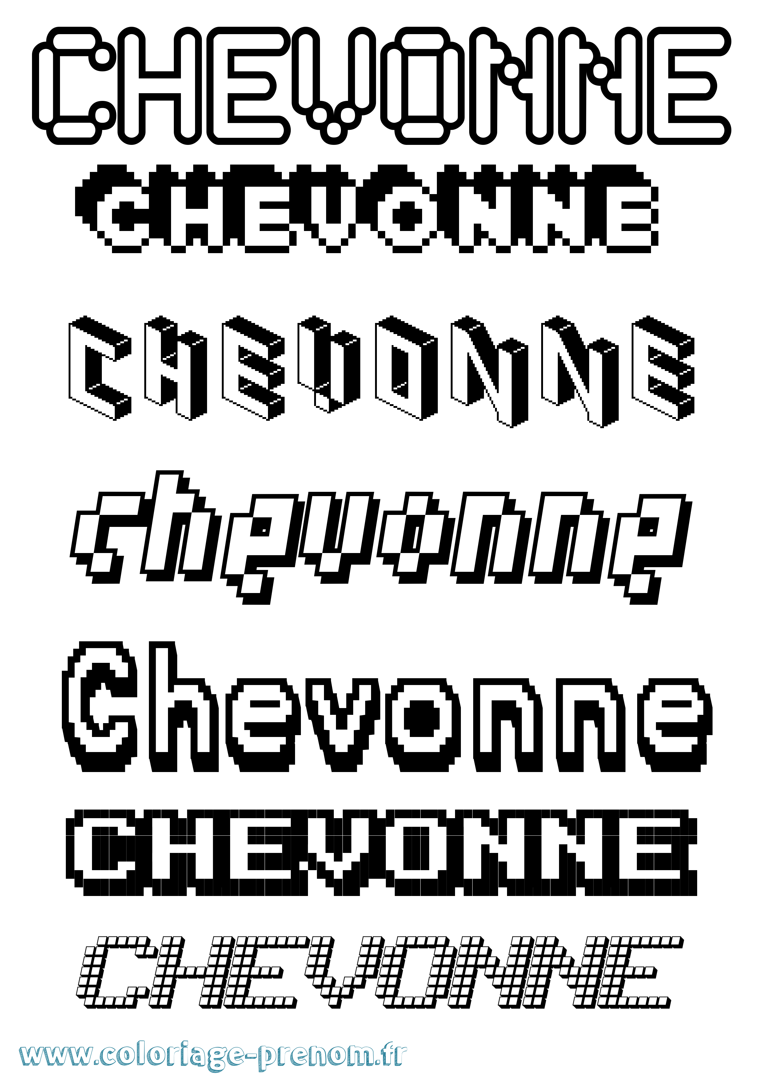 Coloriage Chevonne Pixel Coloriage prénom Chevonne Pixel