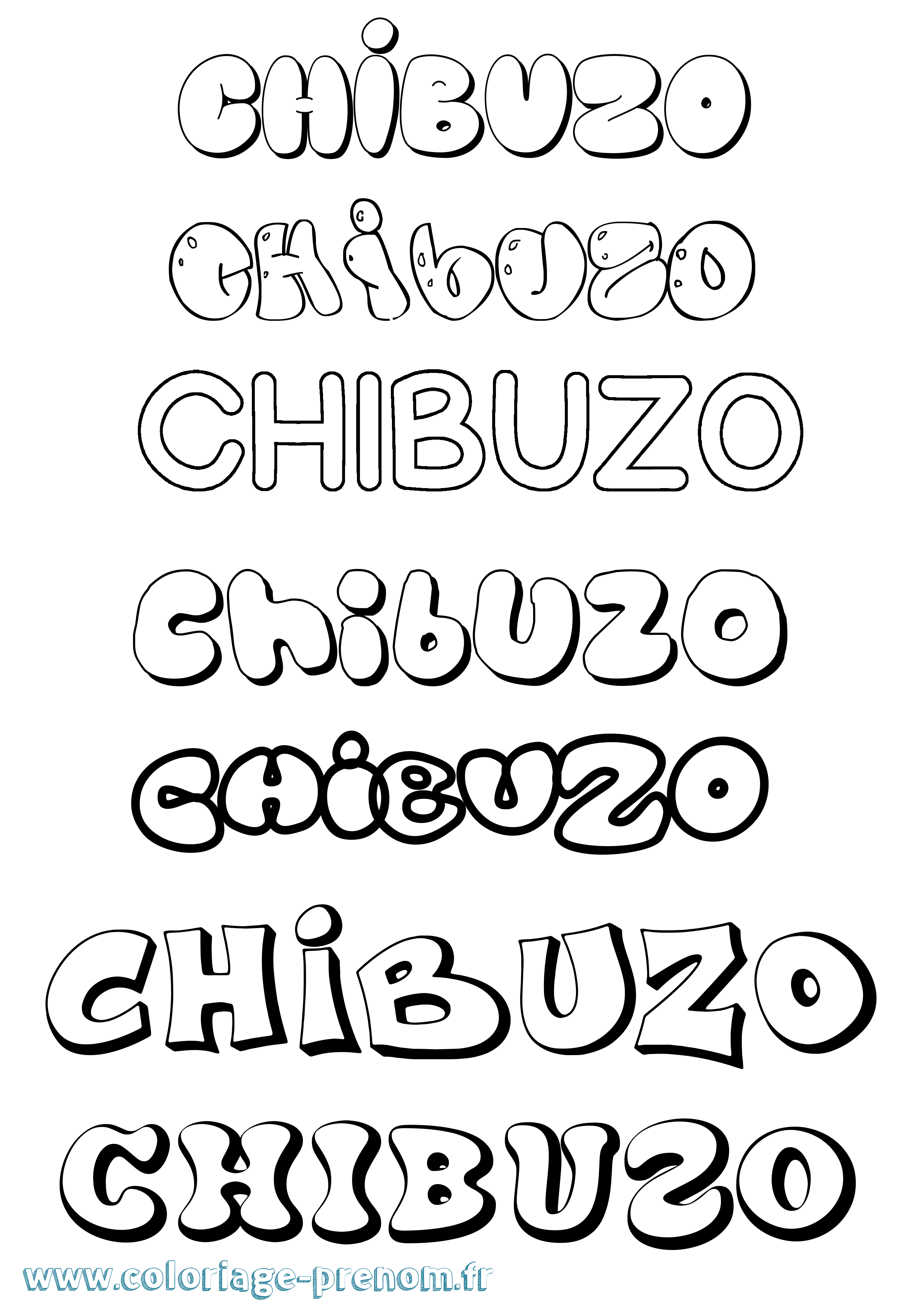 Coloriage Chibuzo Bubble Coloriage prénom Chibuzo Bubble