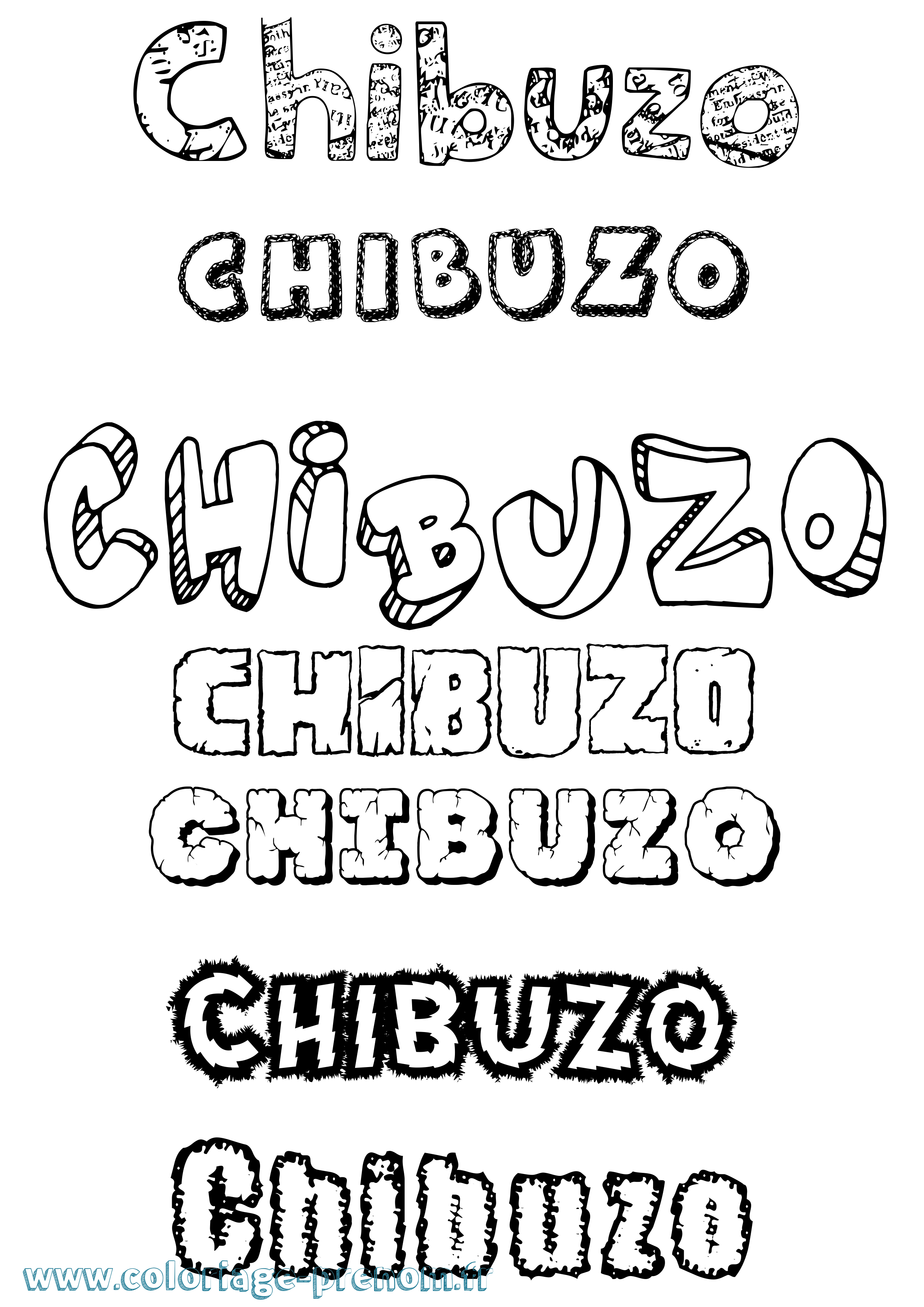 Coloriage Chibuzo Destructuré Coloriage prénom Chibuzo Destructuré