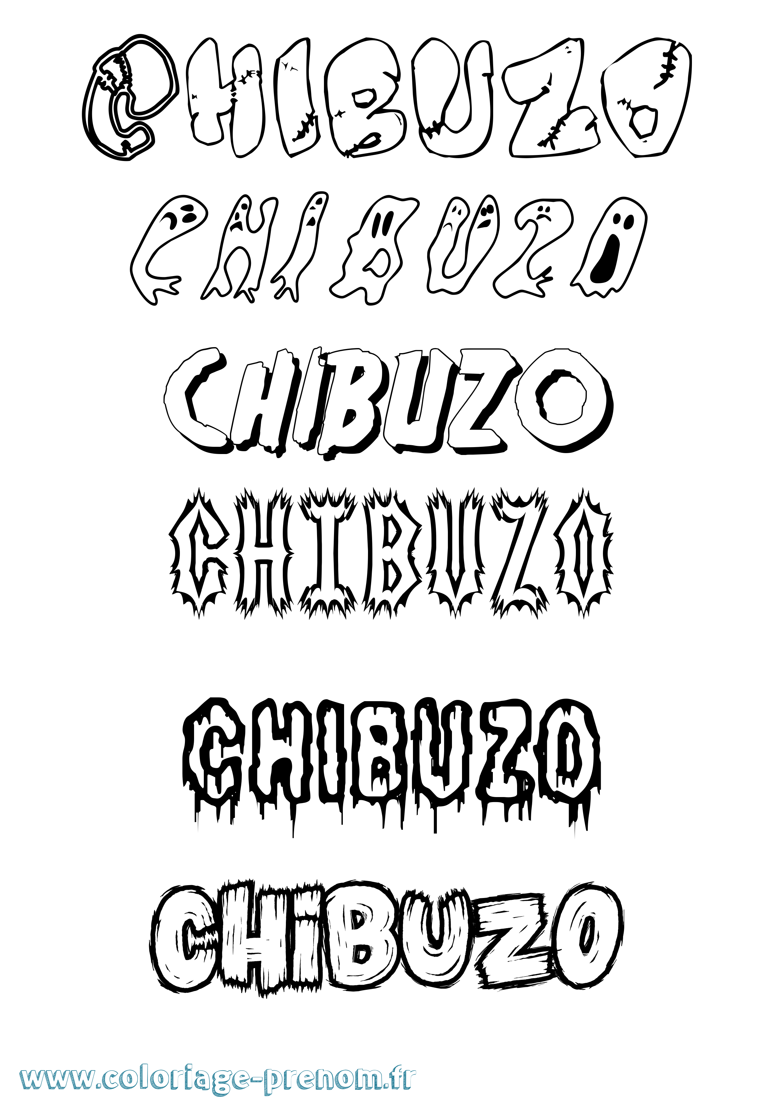 Coloriage Chibuzo Frisson Coloriage prénom Chibuzo Frisson
