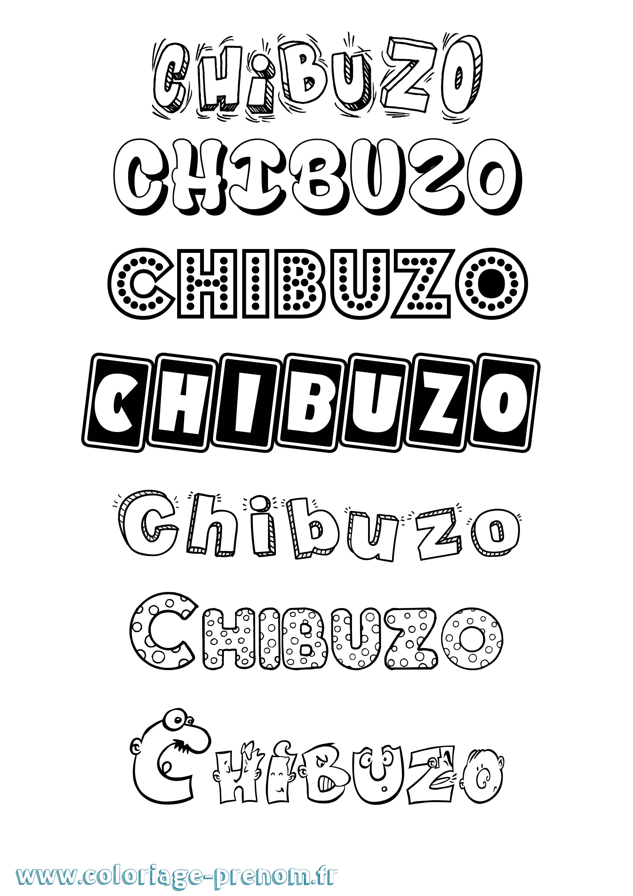 Coloriage Chibuzo Fun Coloriage prénom Chibuzo Fun
