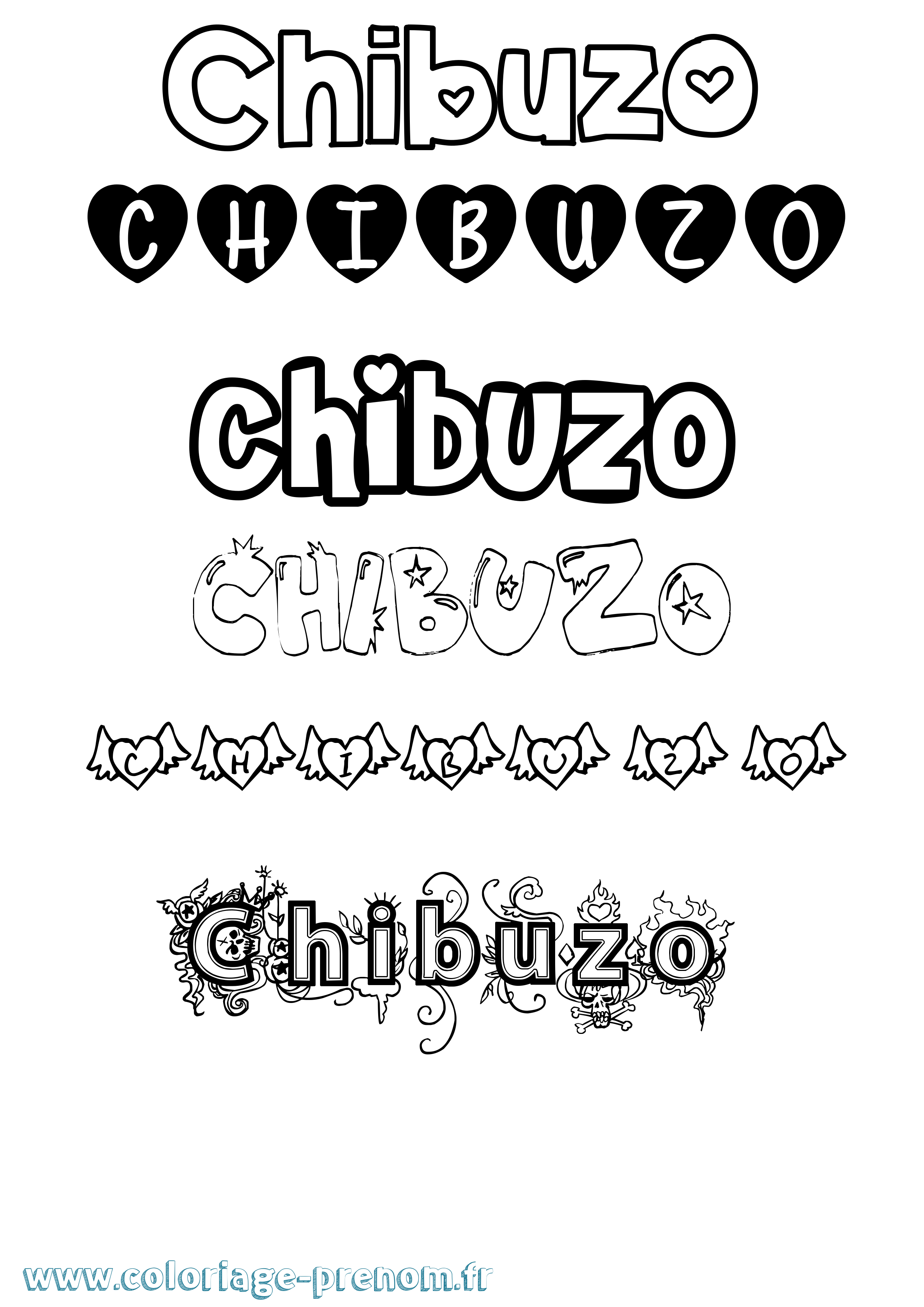 Coloriage Chibuzo Girly Coloriage prénom Chibuzo Girly