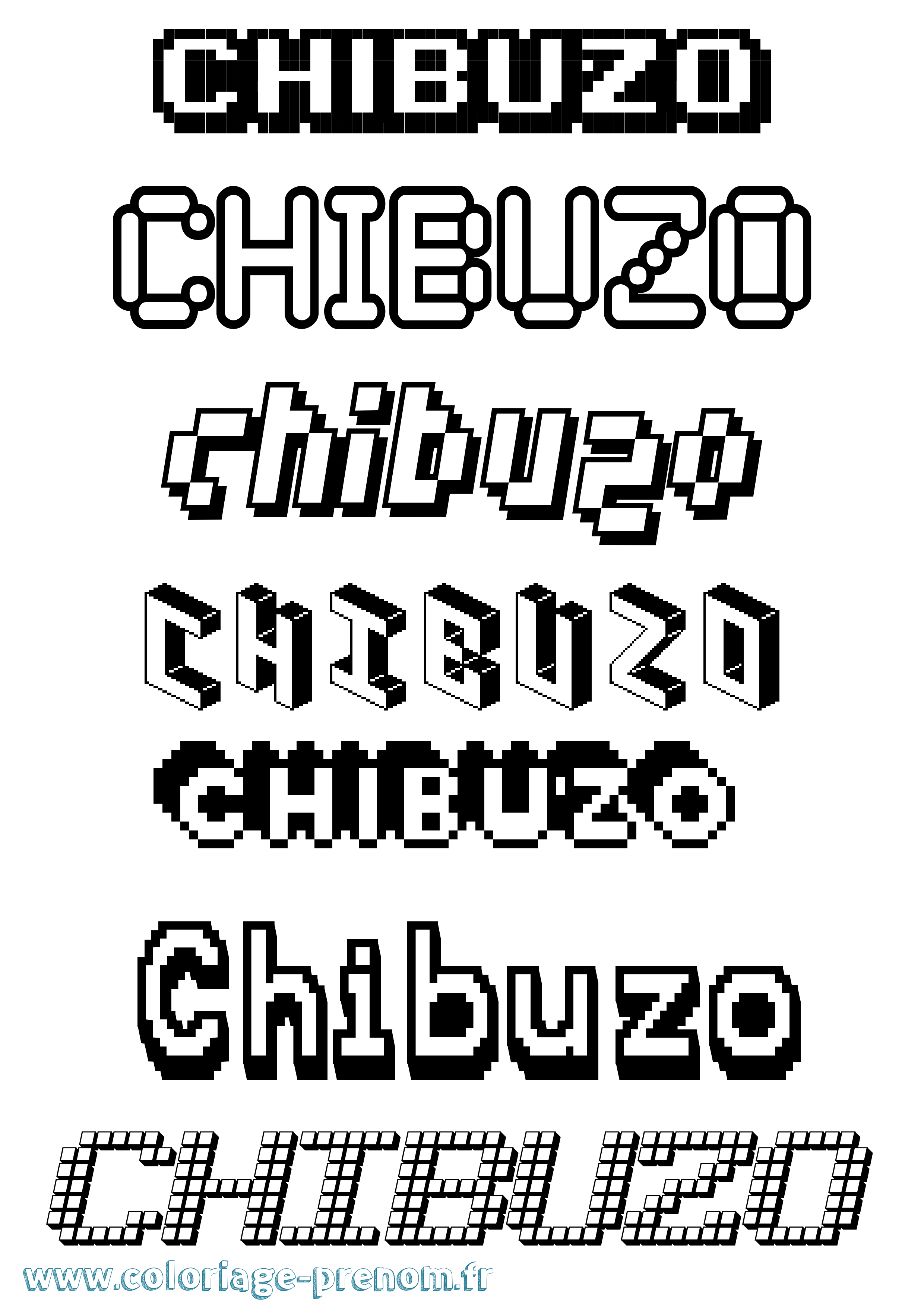 Coloriage Chibuzo Pixel Coloriage prénom Chibuzo Pixel