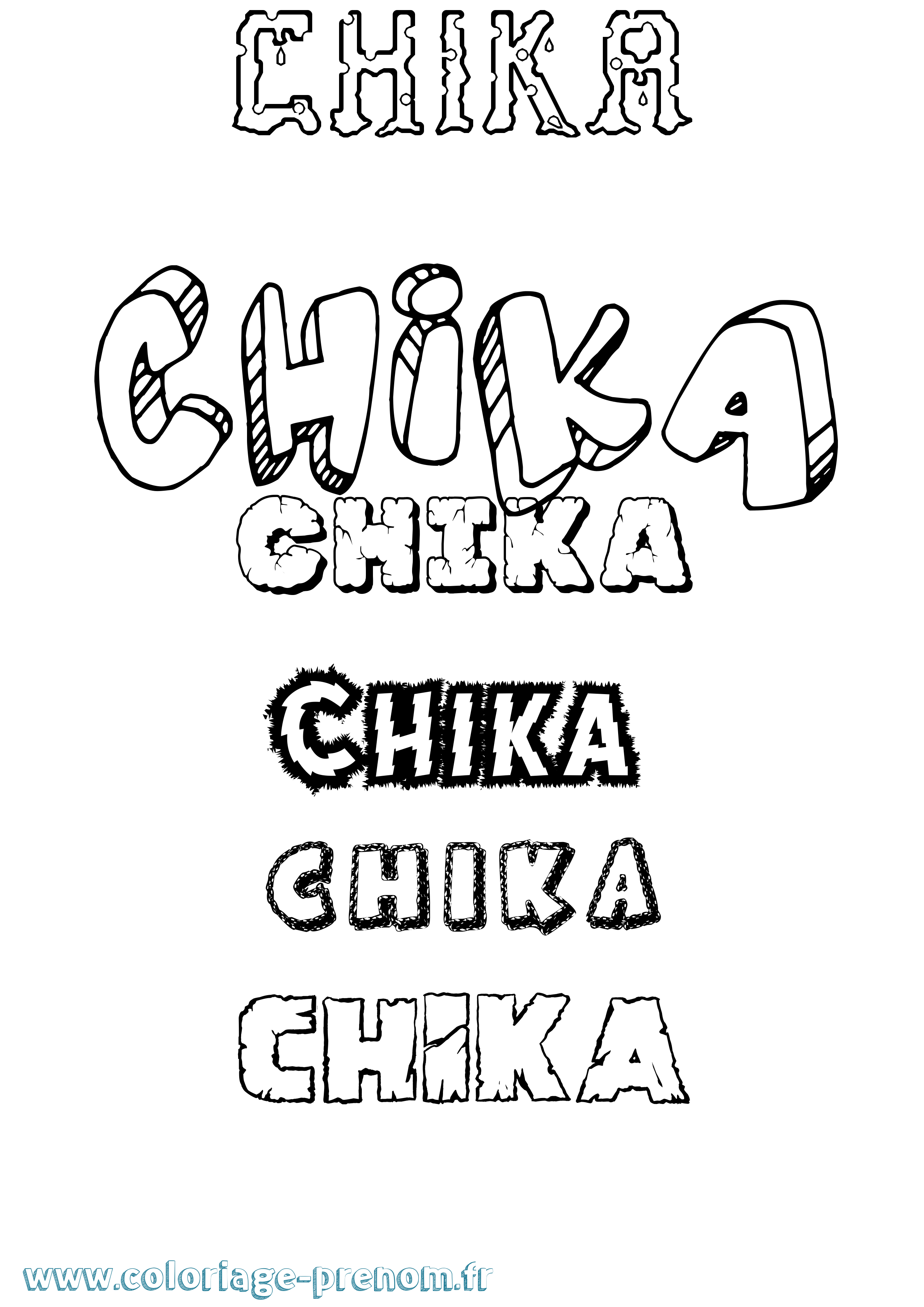 Coloriage Chika Destructuré Coloriage prénom Chika Destructuré