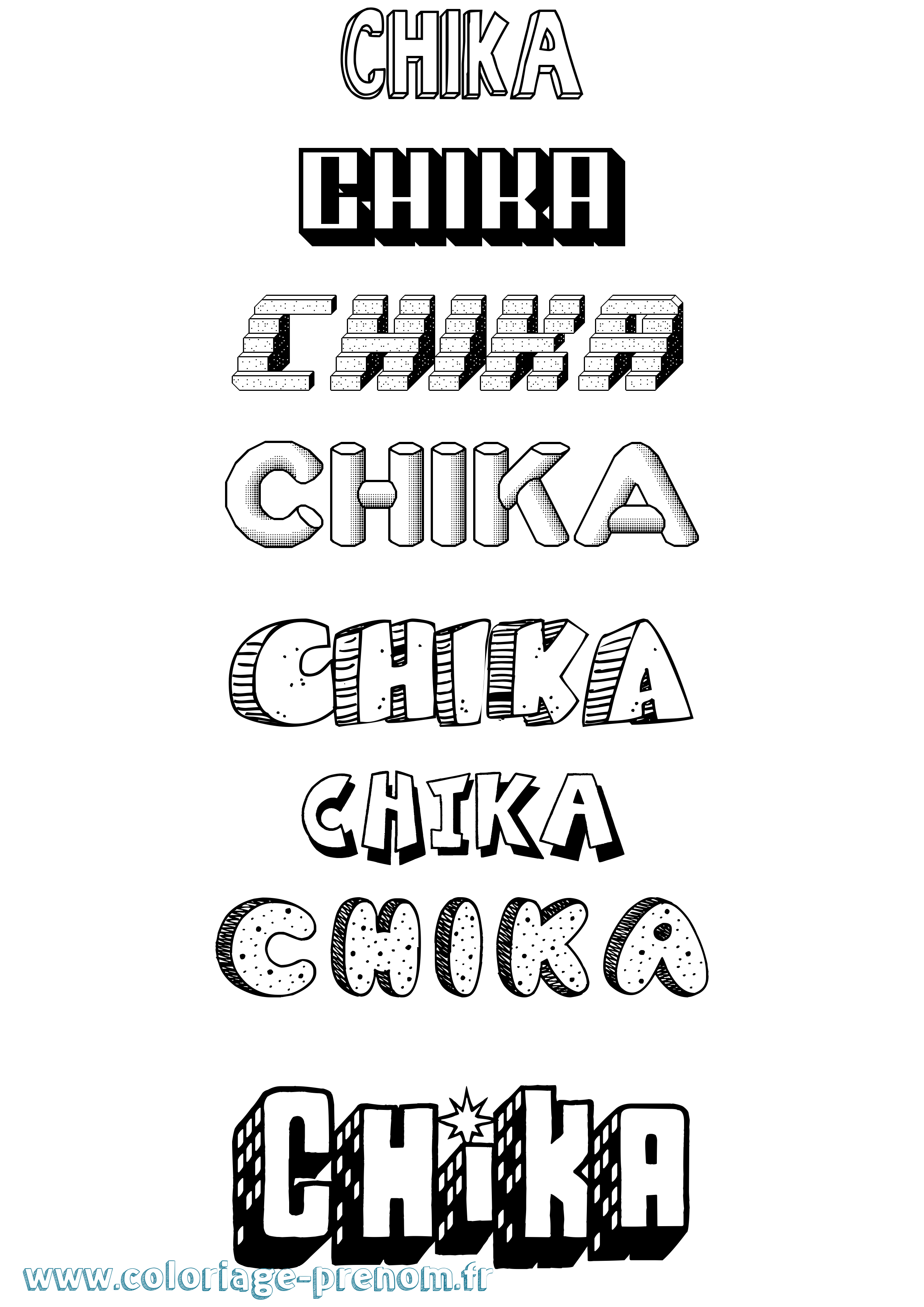Coloriage Chika Effet 3D Coloriage prénom Chika Effet 3D