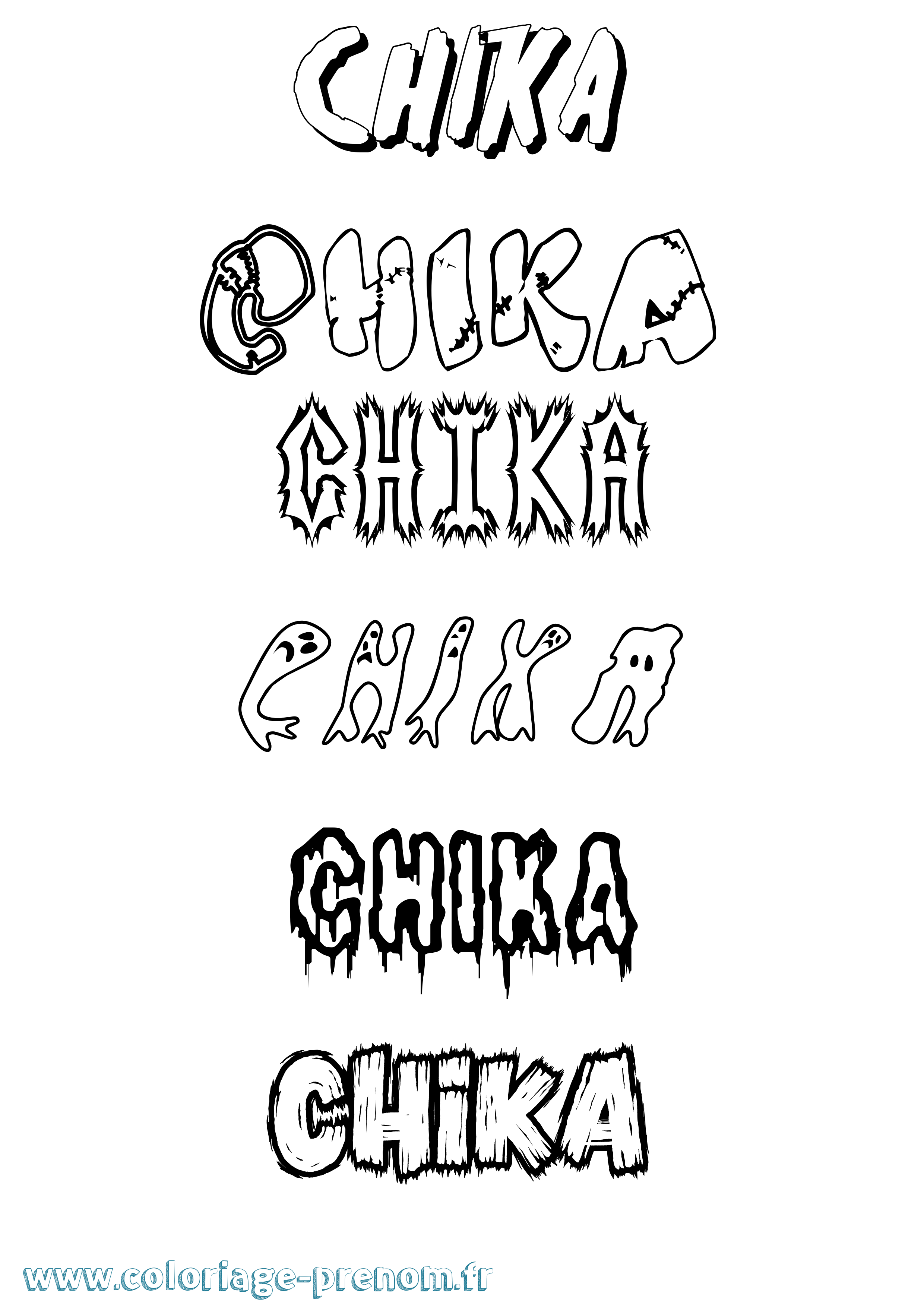 Coloriage Chika Frisson Coloriage prénom Chika Frisson