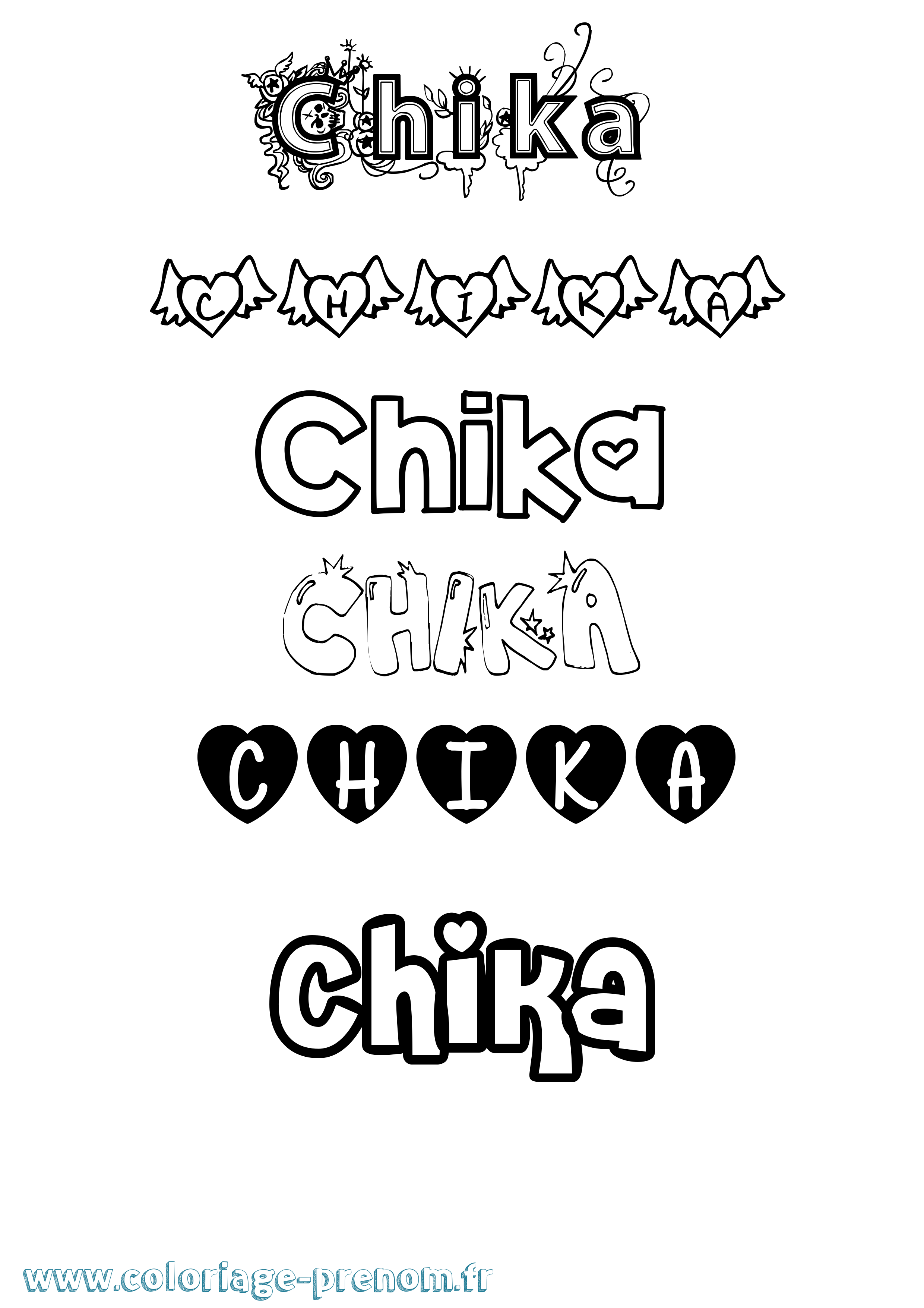 Coloriage Chika Girly Coloriage prénom Chika Girly
