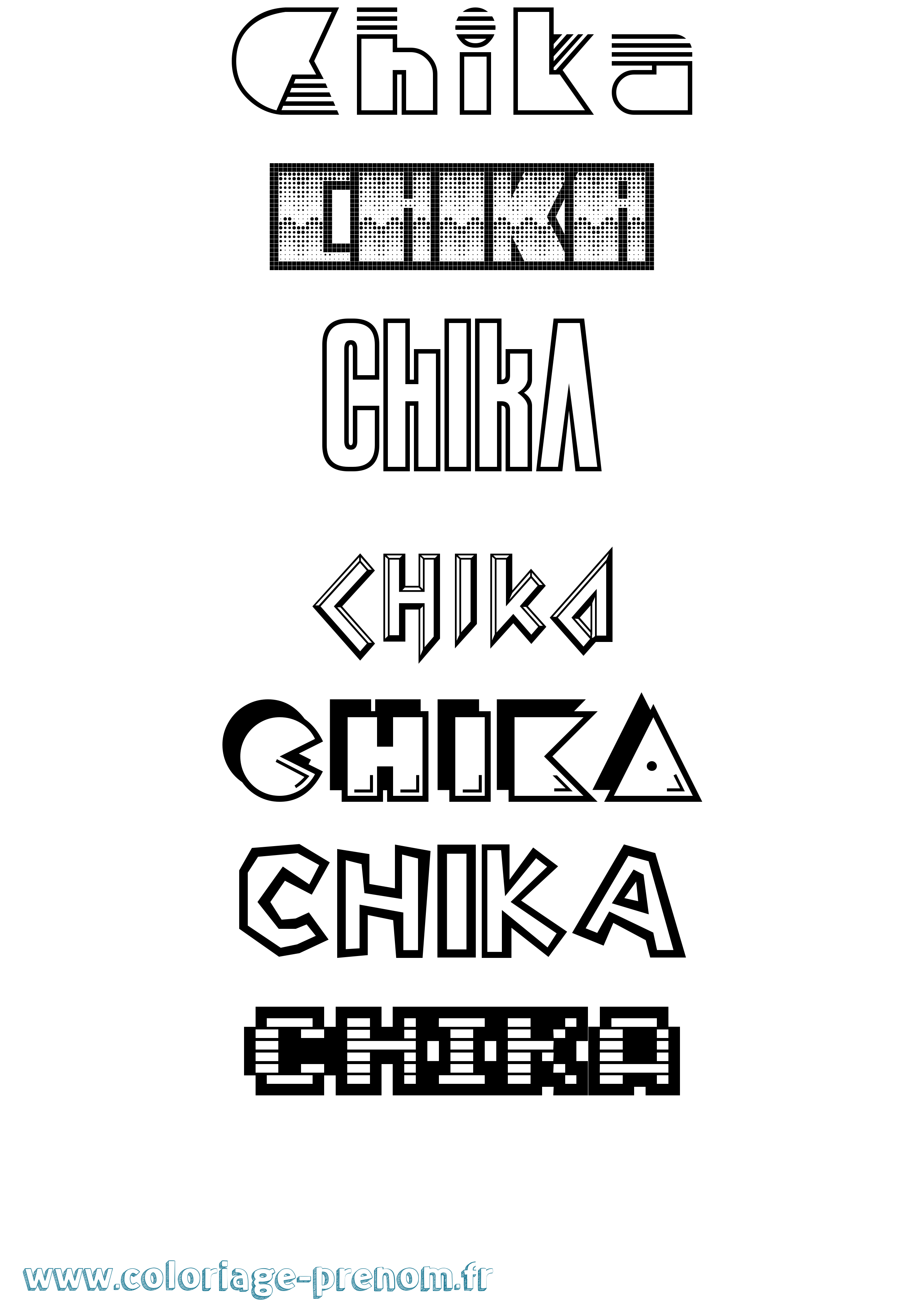 Coloriage Chika Jeux Vidéos Coloriage prénom Chika Jeux Vidéos