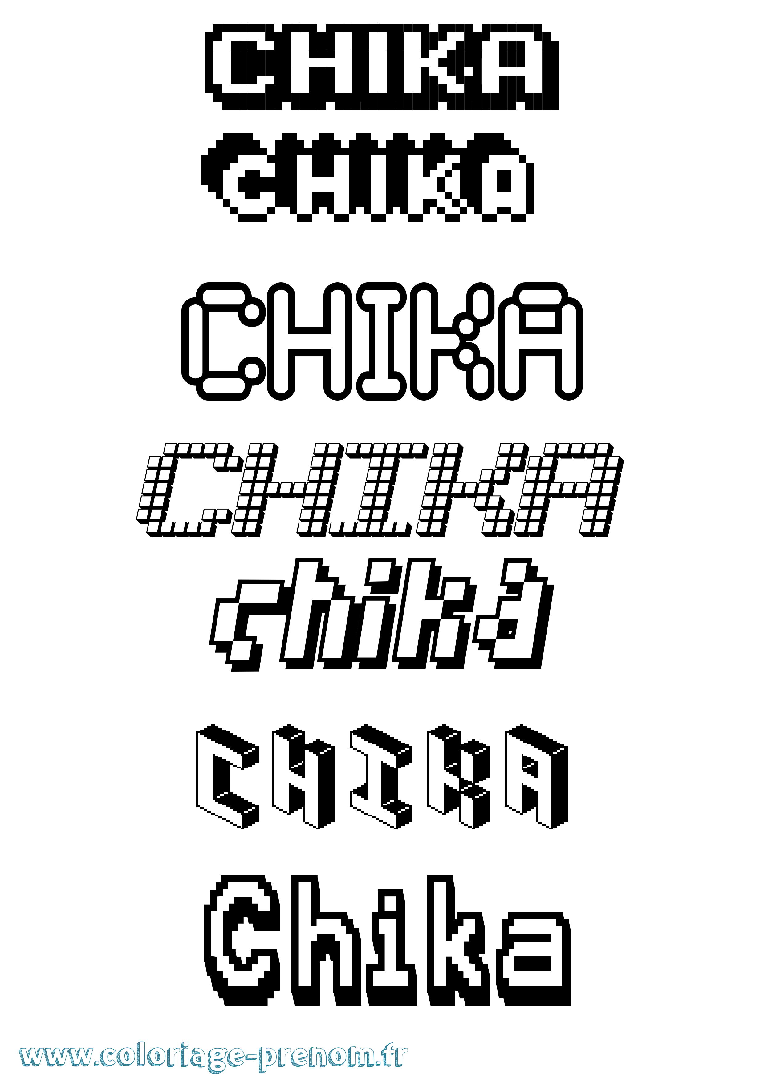 Coloriage Chika Pixel Coloriage prénom Chika Pixel