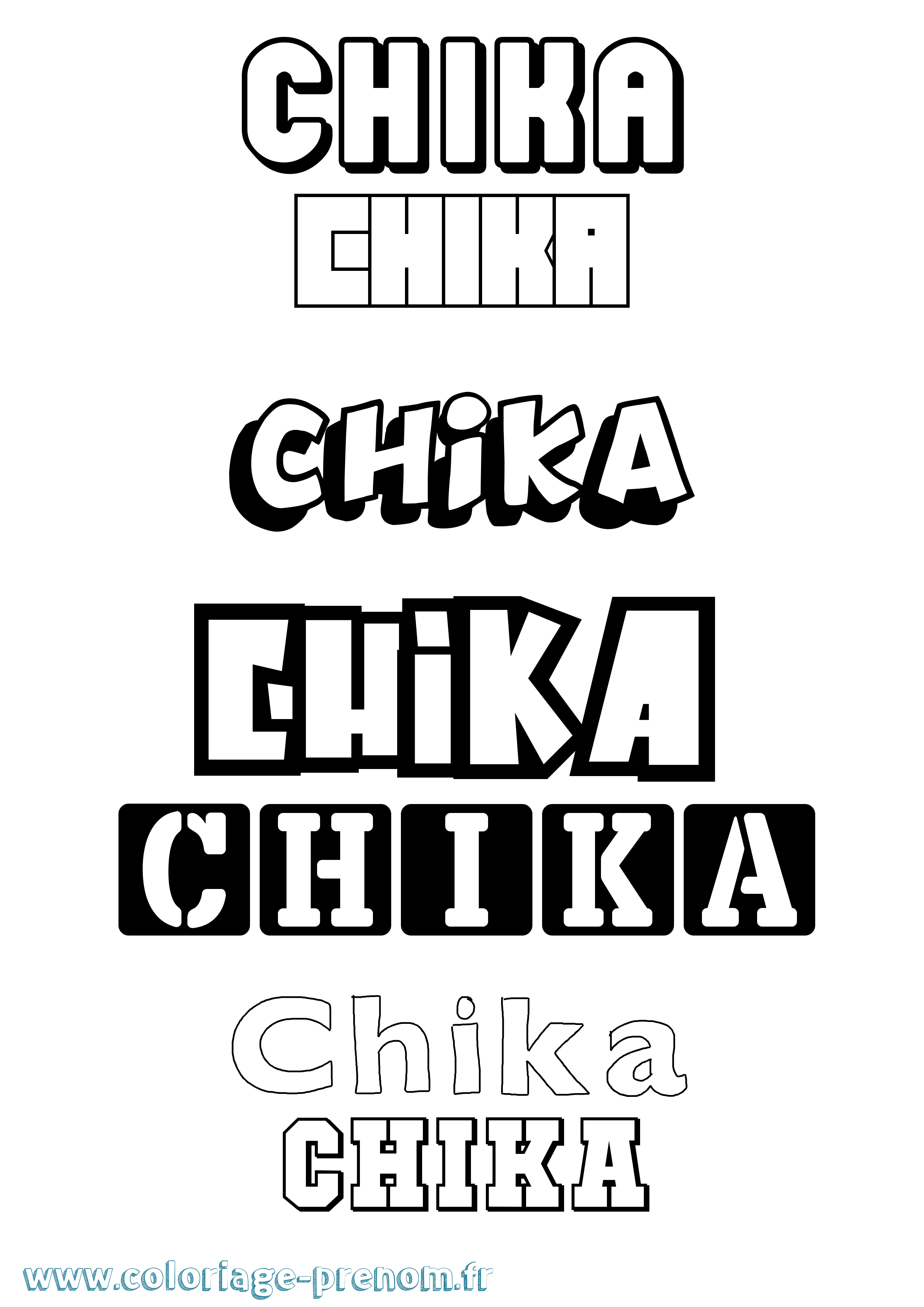 Coloriage Chika Simple Coloriage prénom Chika Simple