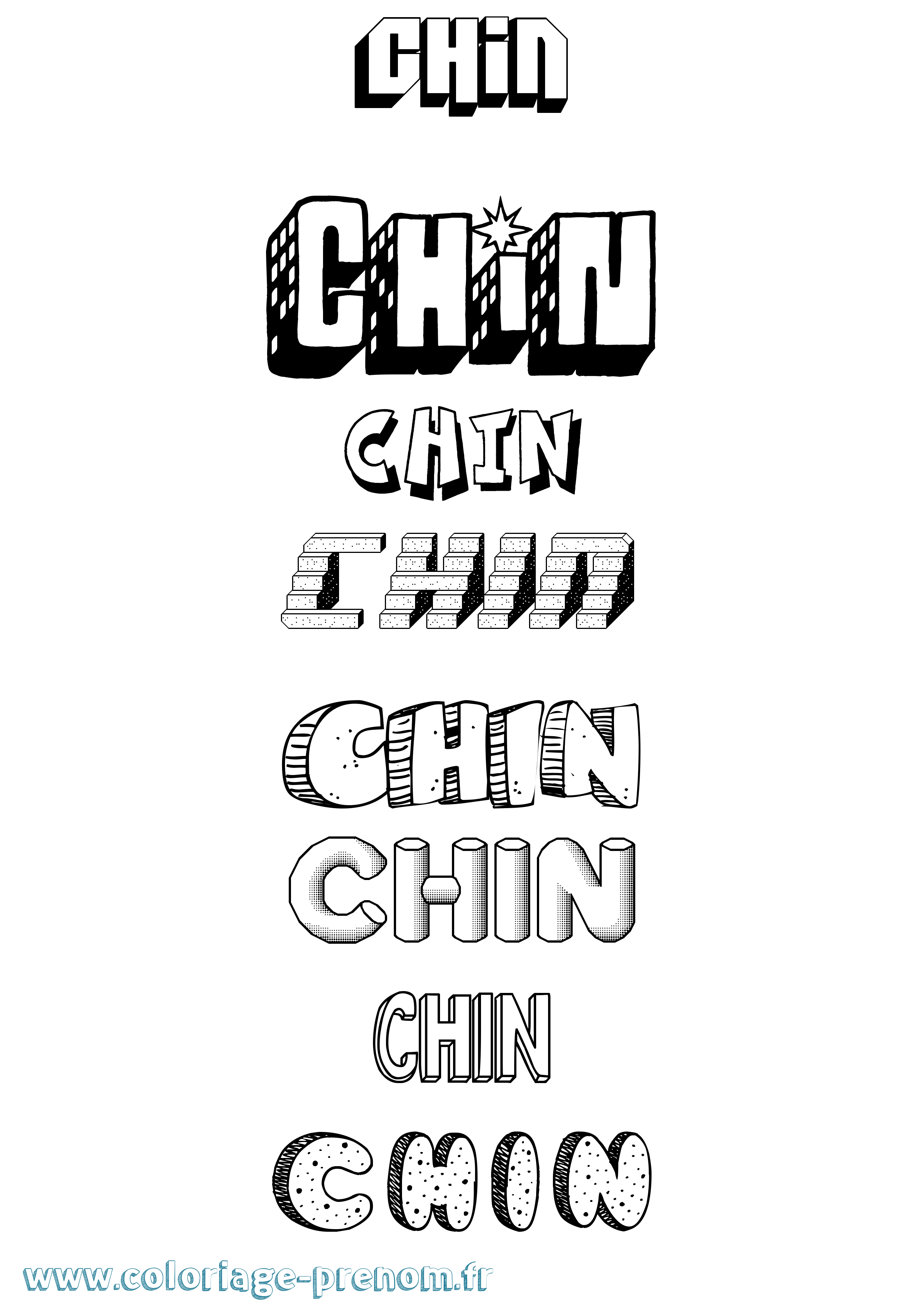 Coloriage Chin Effet 3D Coloriage prénom Chin Effet 3D