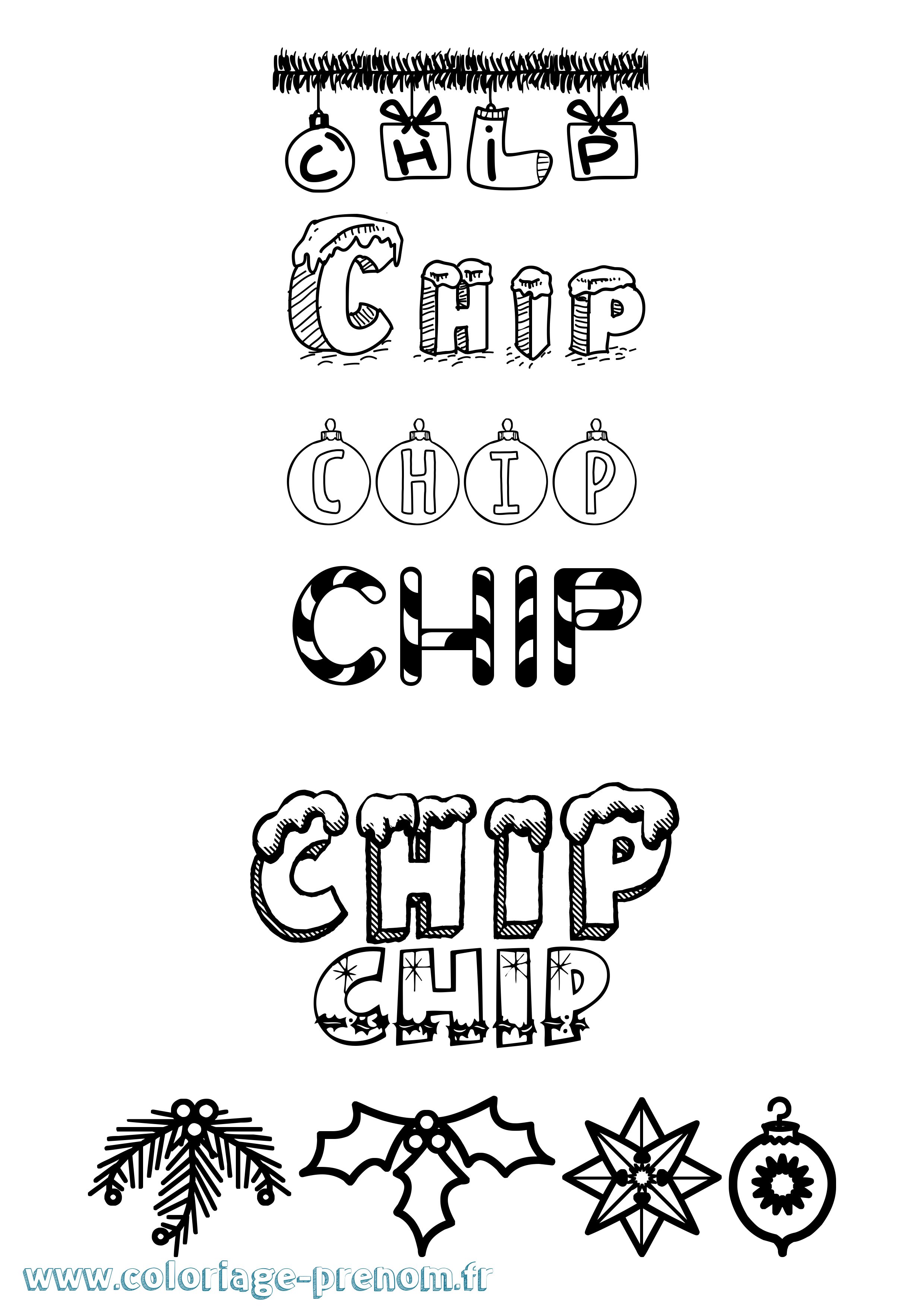 Coloriage Chip Noël Coloriage prénom Chip Noël