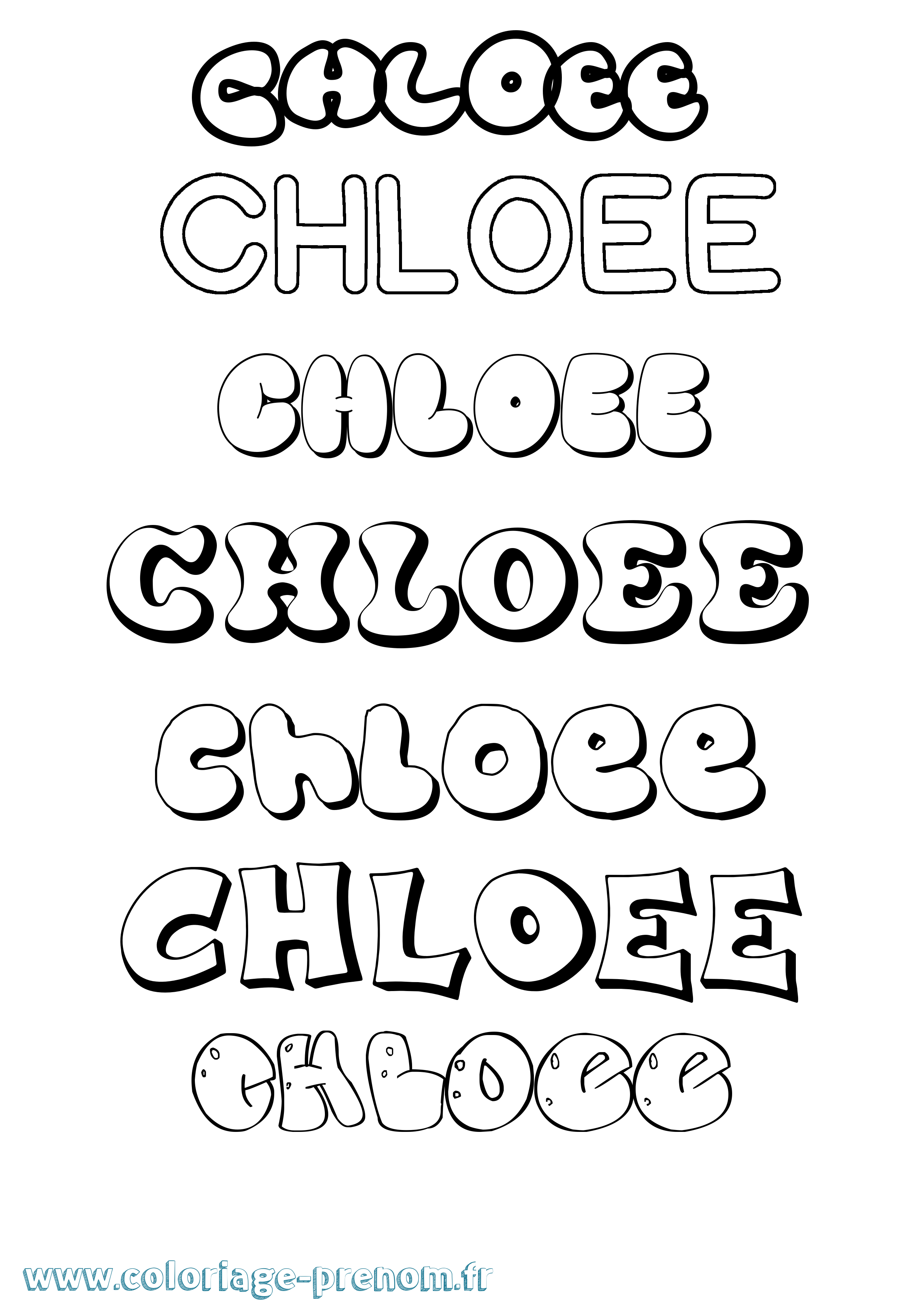 Coloriage Chloee Bubble Coloriage prénom Chloee Bubble