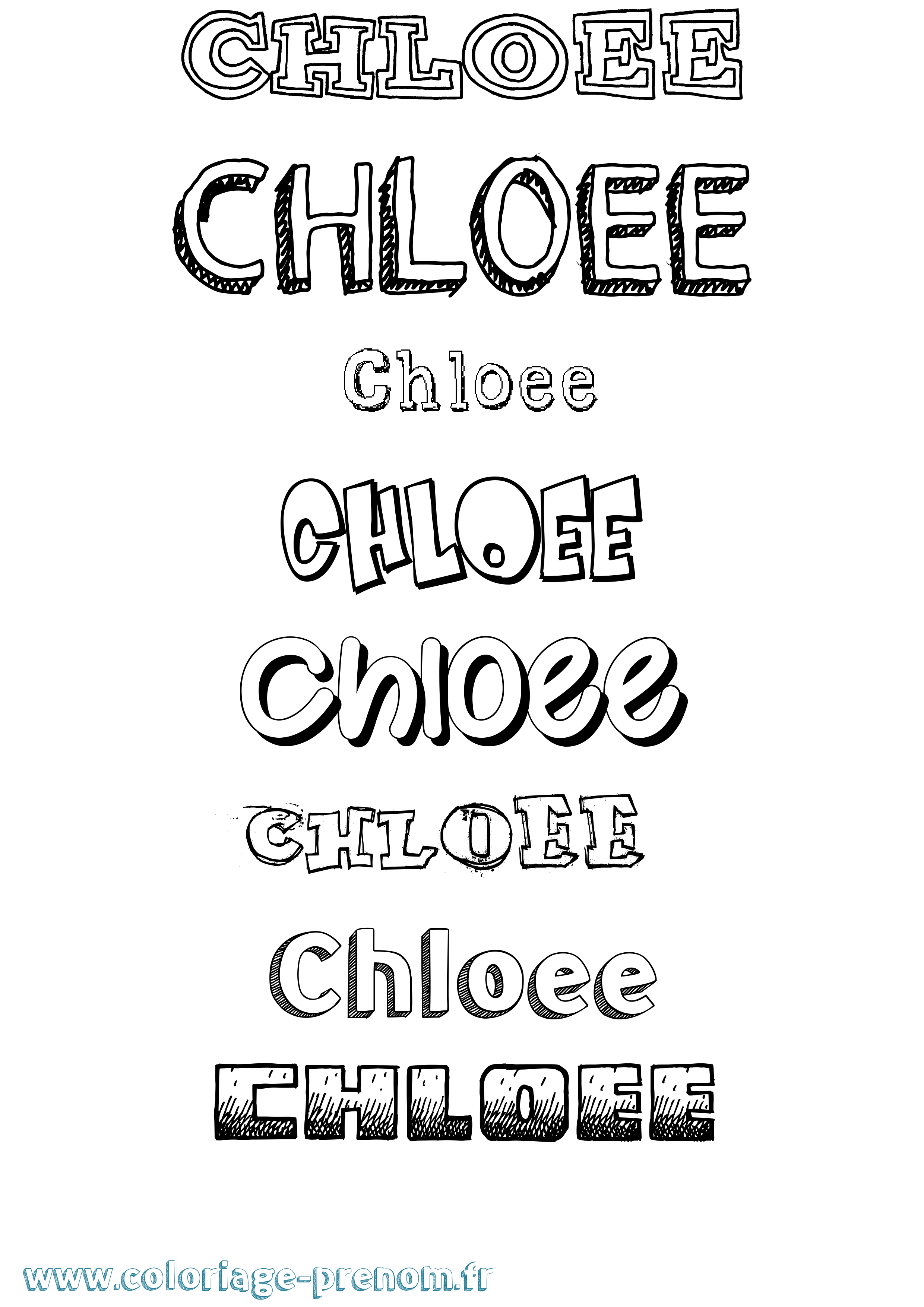 Coloriage Chloee Dessiné Coloriage prénom Chloee Dessiné