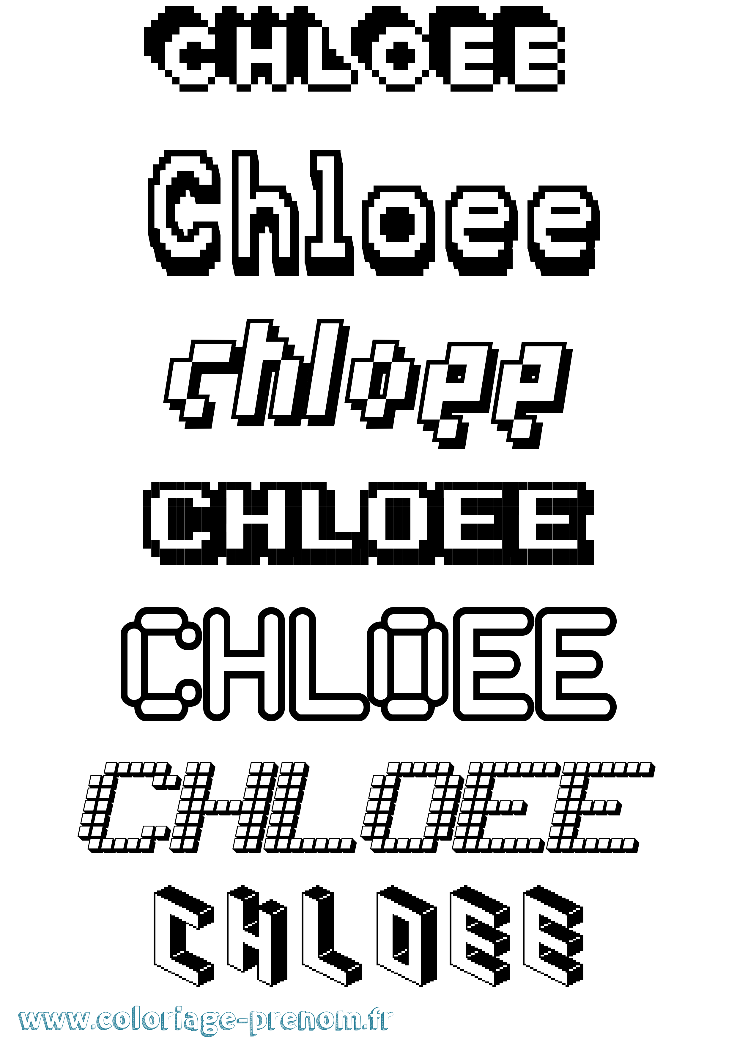 Coloriage Chloee Pixel Coloriage prénom Chloee Pixel