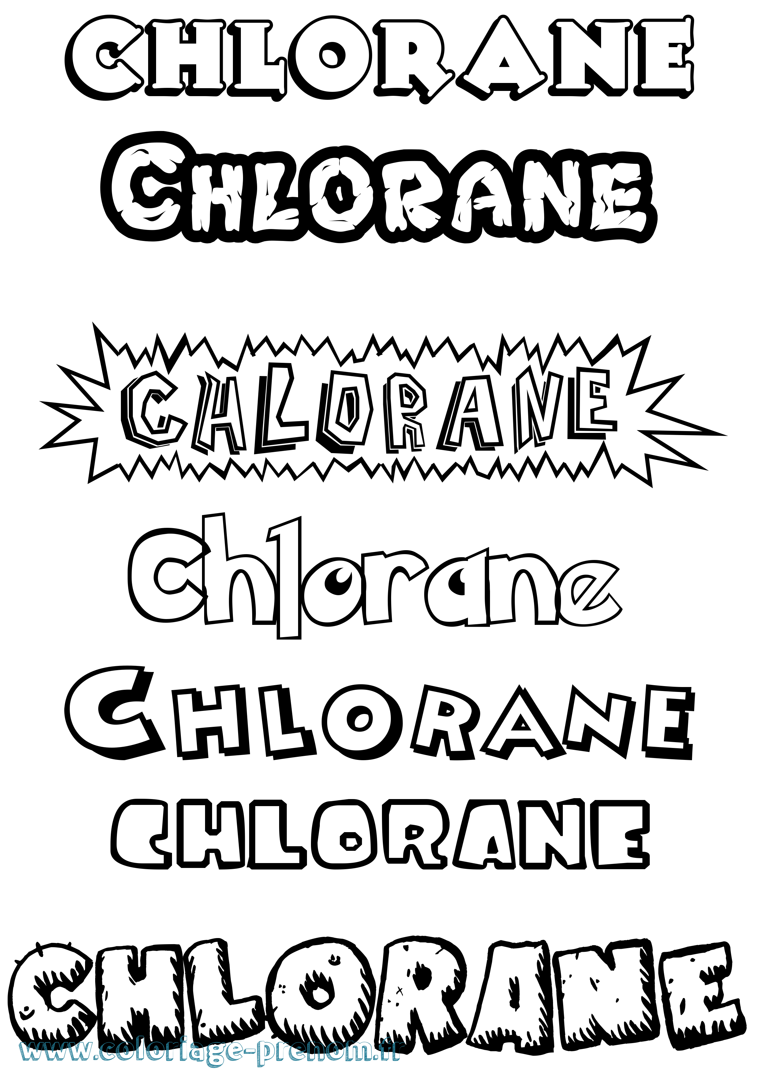 Coloriage Chlorane Dessin Animé Coloriage prénom Chlorane Dessin Animé