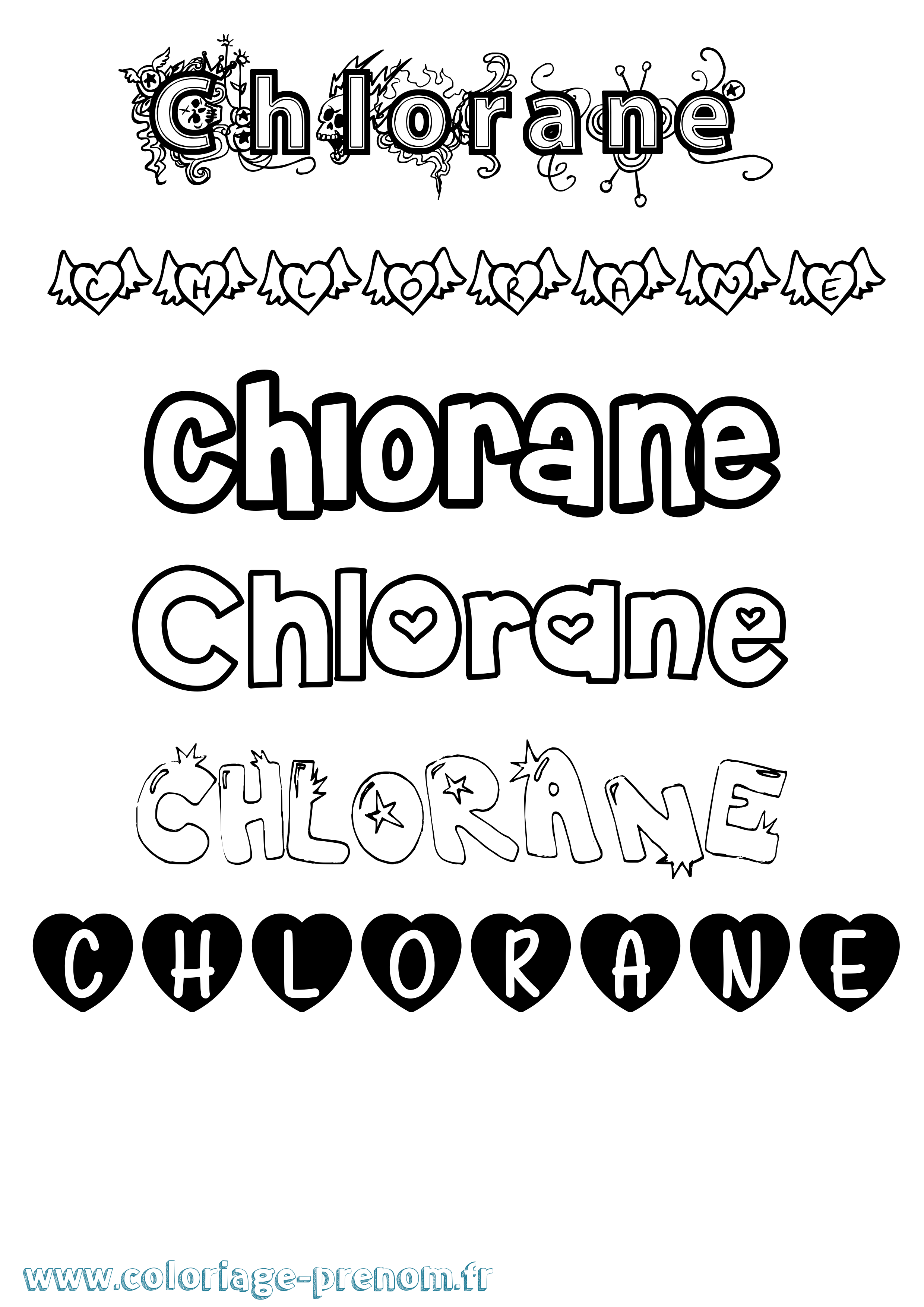 Coloriage Chlorane Girly Coloriage prénom Chlorane Girly