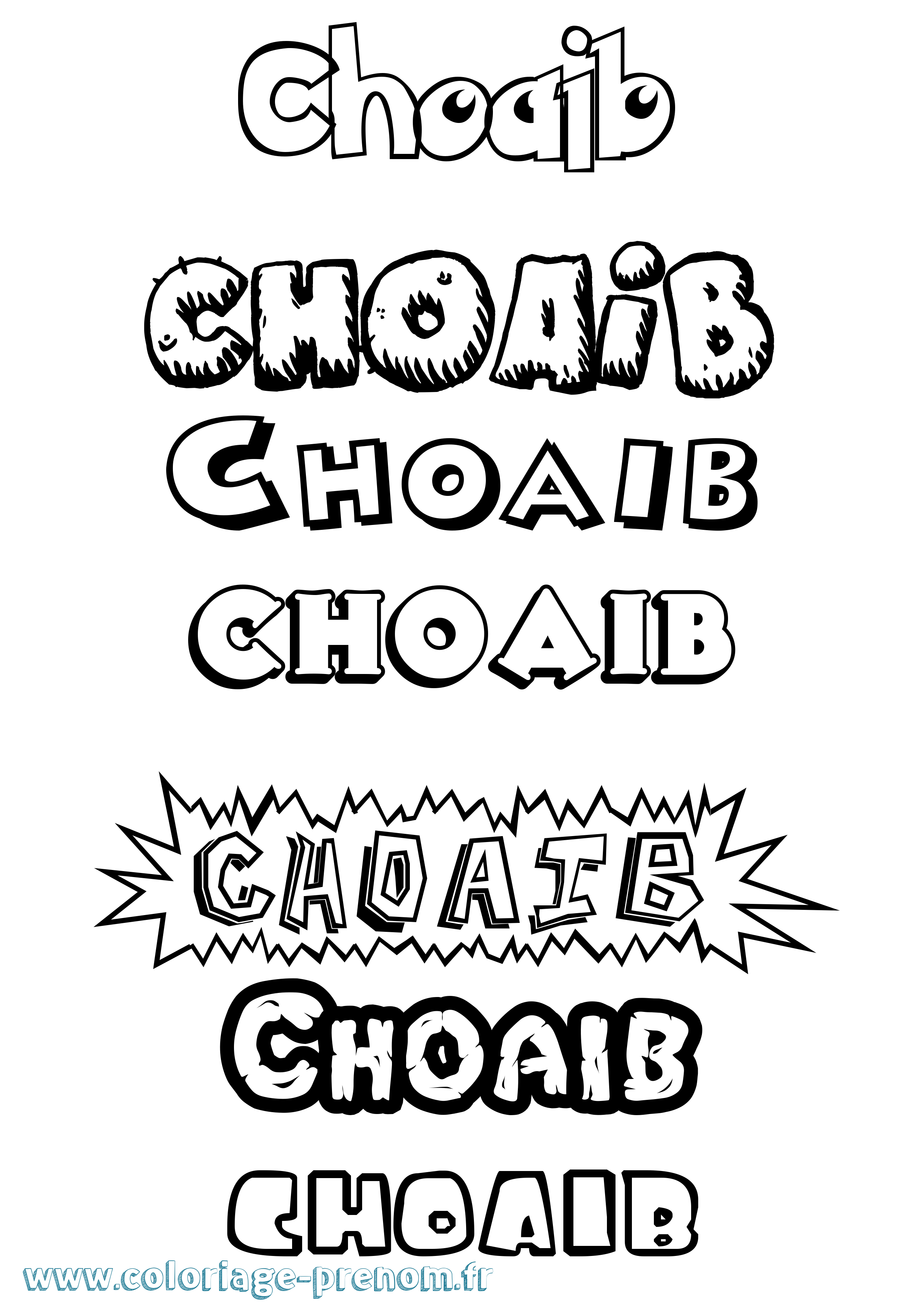 Coloriage Choaib Dessin Animé Coloriage prénom Choaib Dessin Animé