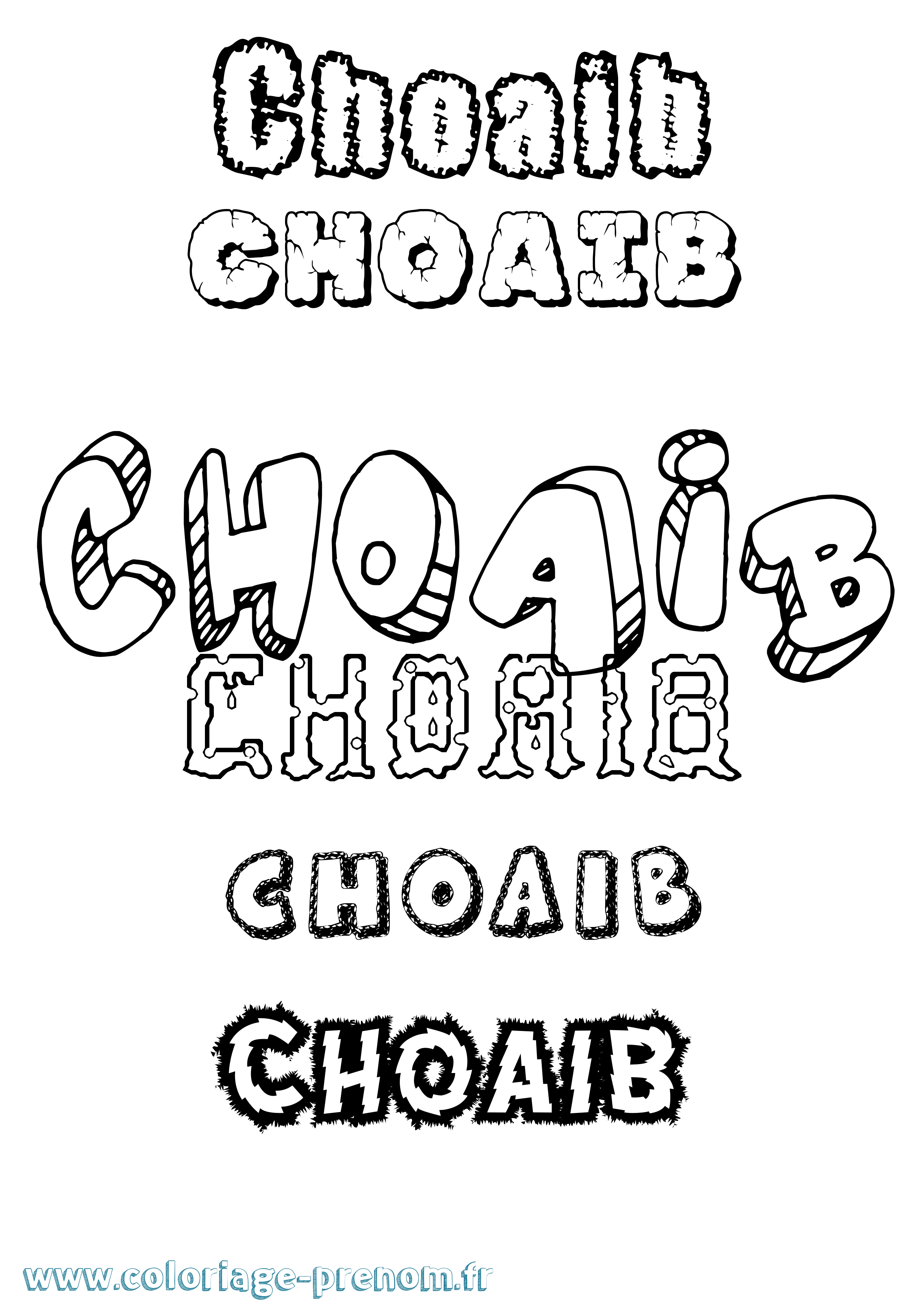 Coloriage Choaib Destructuré Coloriage prénom Choaib Destructuré