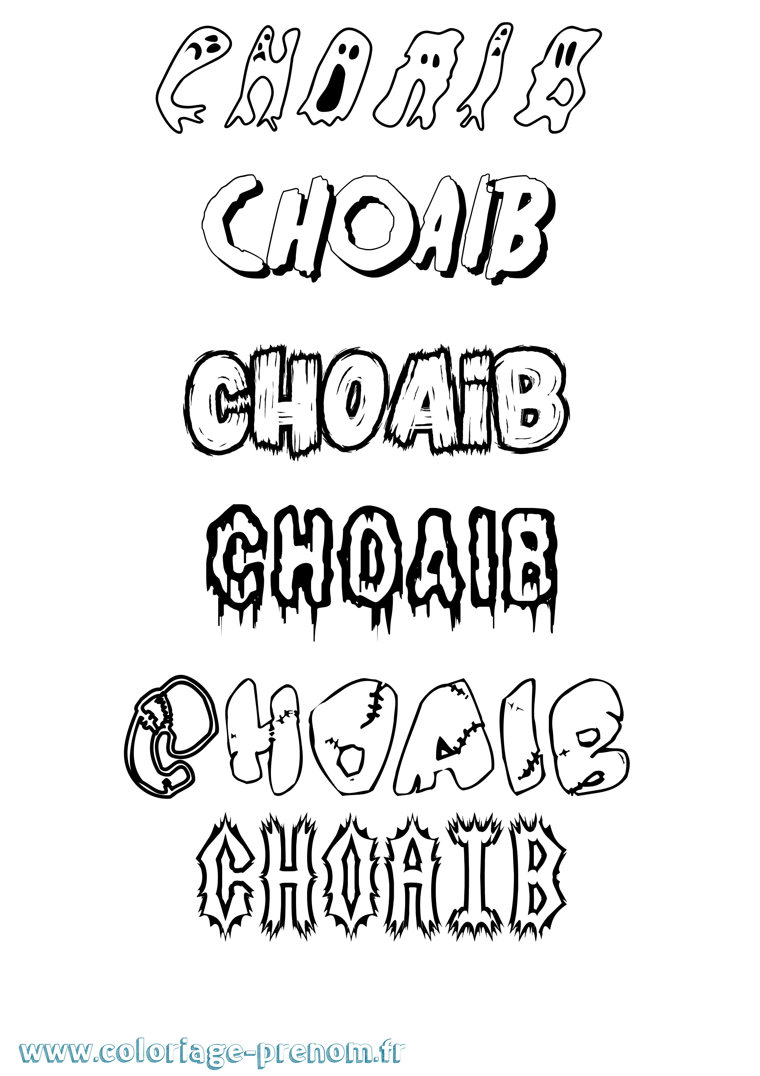 Coloriage Choaib Frisson Coloriage prénom Choaib Frisson